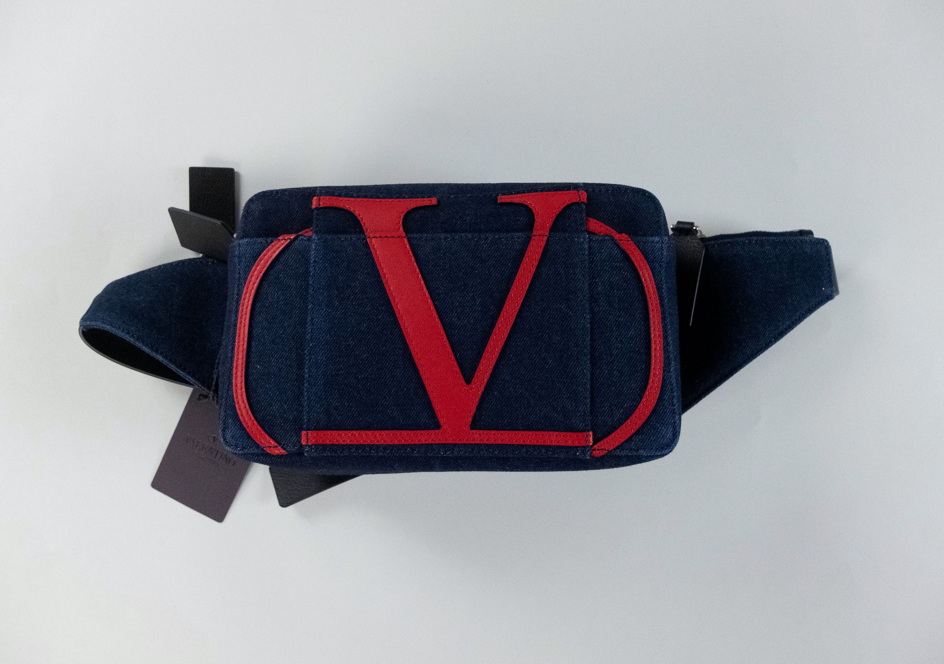 Valentino VALENTINO Garavani Vlogo blue red denim & leather belt bag Size ONE SIZE - 4 Thumbnail