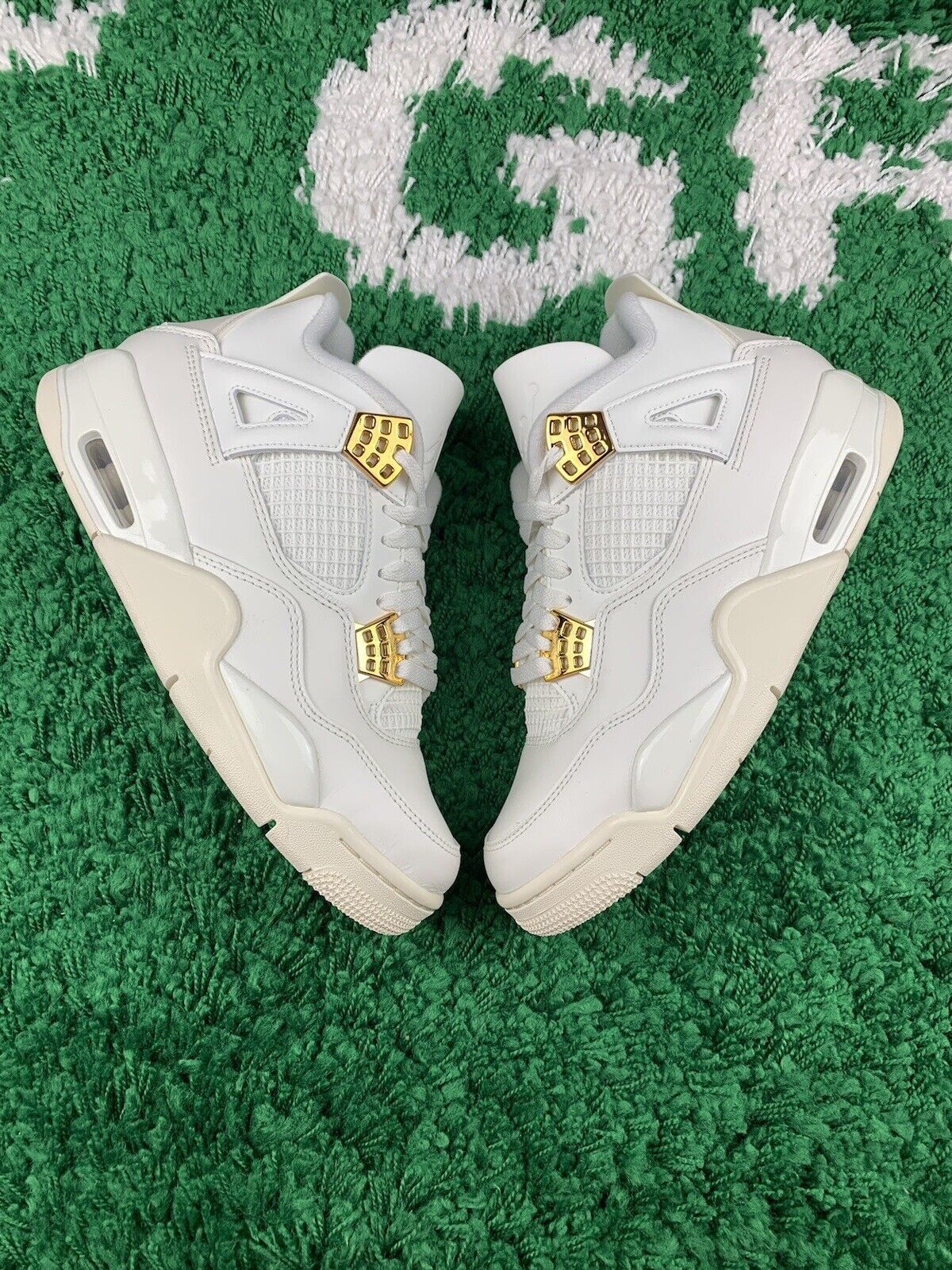 image of Women’S Air Jordan 4 Retro Metallic Gold Women’S Size 8.5 Shoes in White, Women's