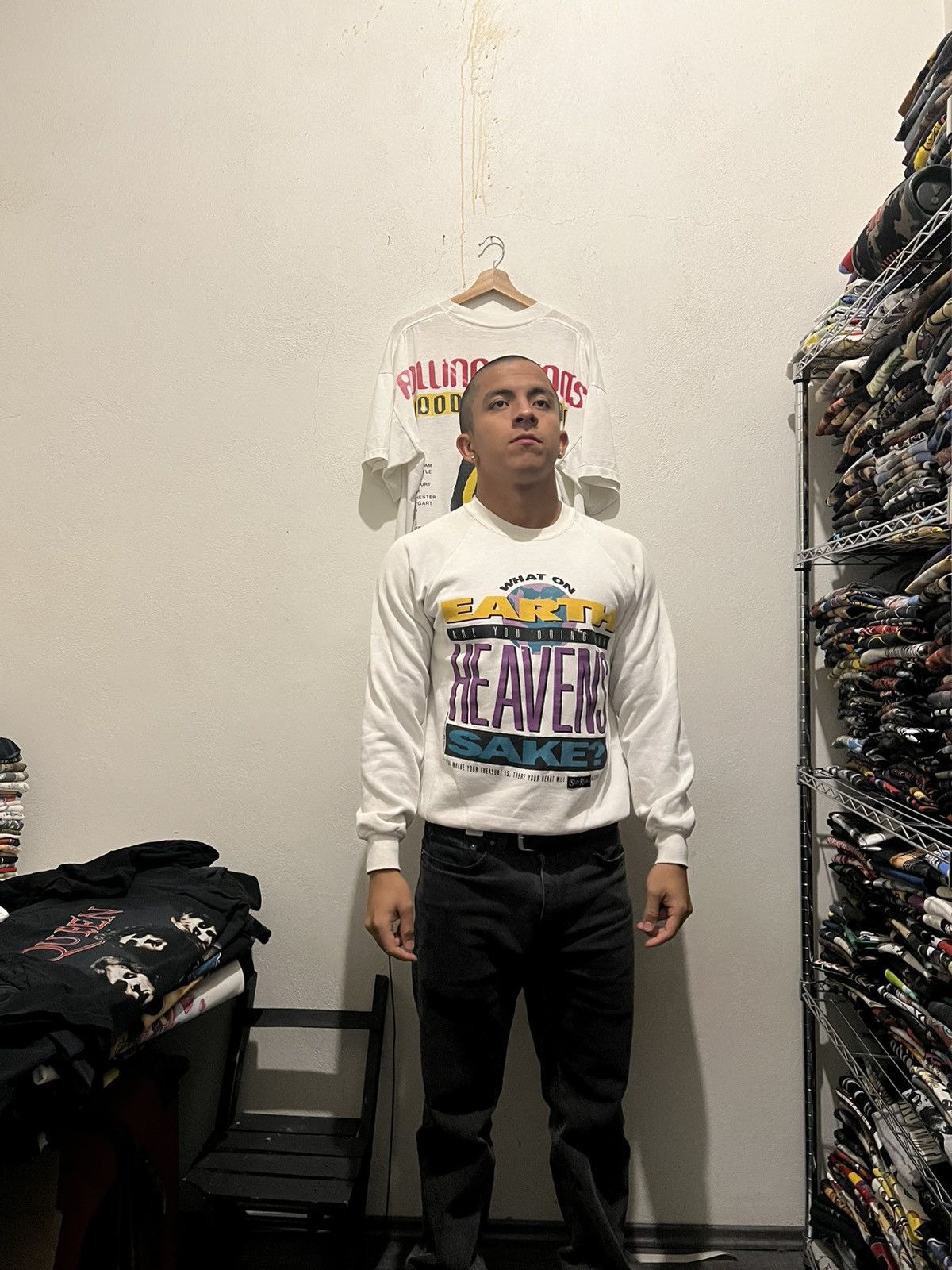 Jerzees 1992 What are you Doing for Heaven’s sake? Jesus Crewneck Size US L / EU 52-54 / 3 - 2 Thumbnail