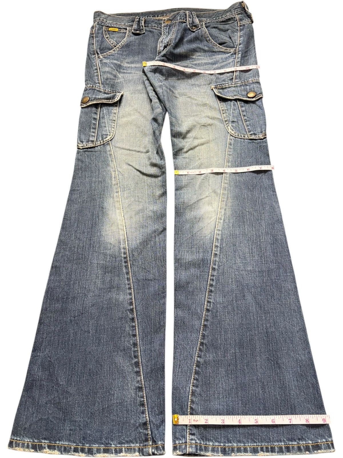 Lee Vintage Lee Riders Distressed Cargo Flare Jeans Size 32" / US 10 / IT 46 - 8 Thumbnail