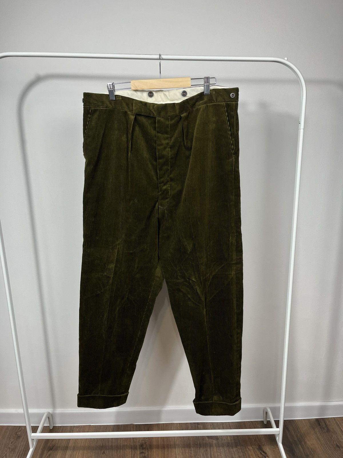 Other Vintage Corduroy Pants Olive Green Low Rise Mens Casual Size US 38 / EU 54 - 1 Thumbnail