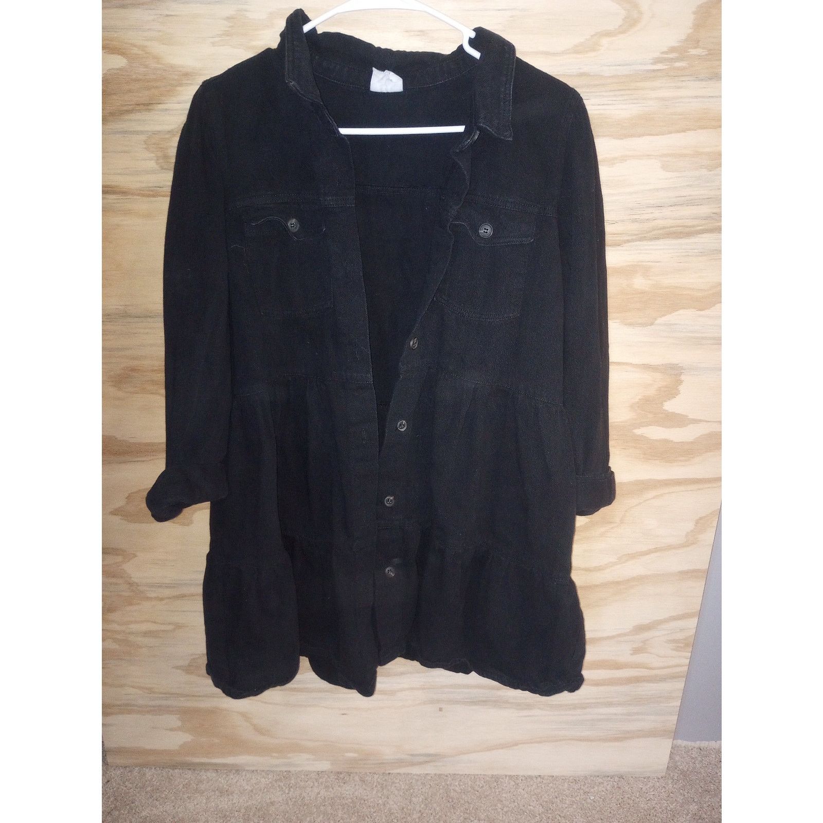 By Together By Together Black Denim Overcoat Tiered Large Size L / US 10 / IT 46 - 2 Thumbnail