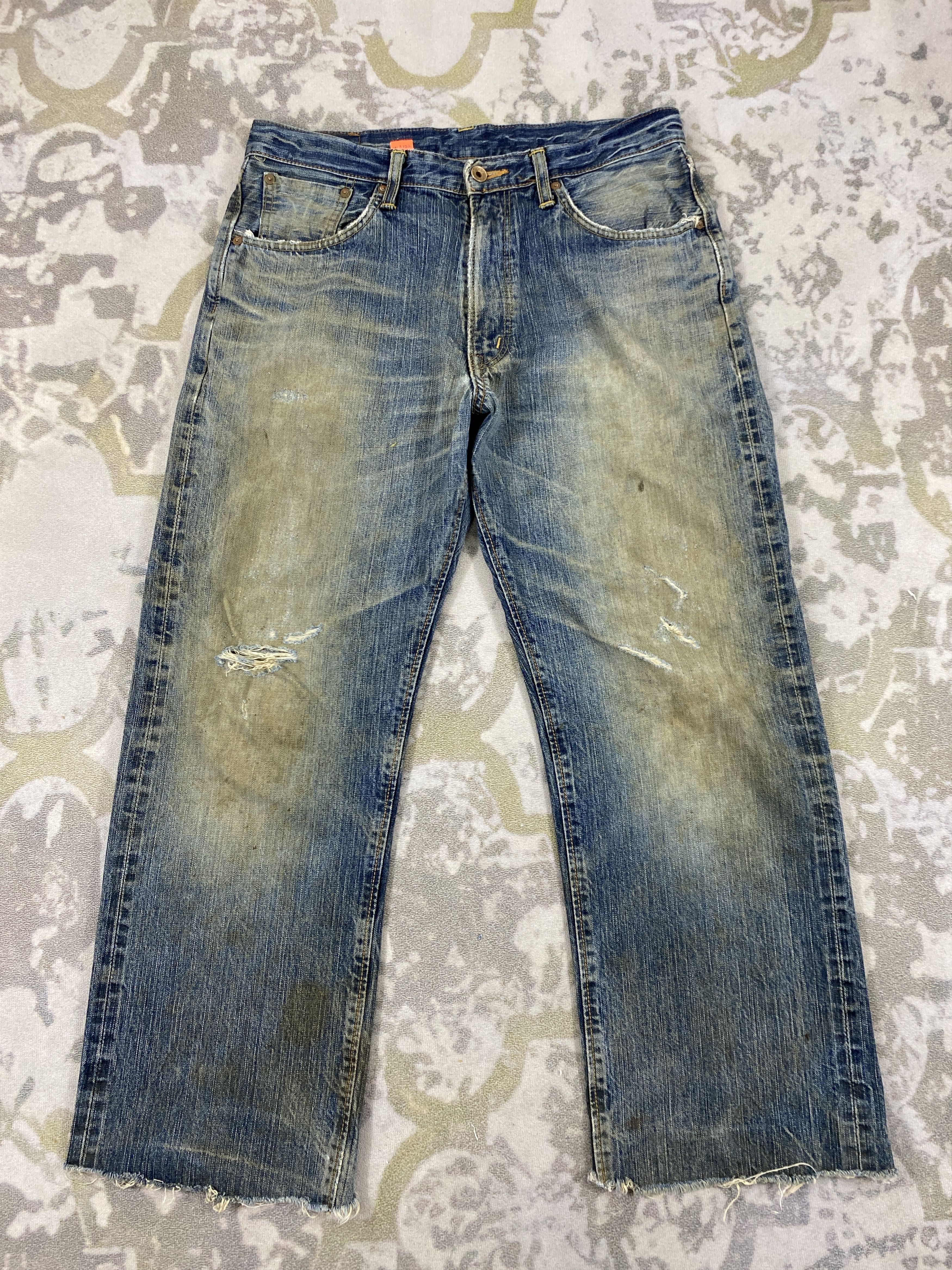 image of Distressed Denim x Edwin Redline Distressed Vintage Edwin Jeans 33X27 Denim- Jn3722 in Blue Distres