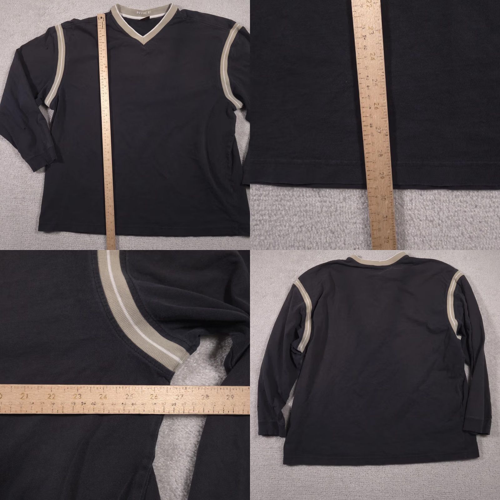 Nike Nike Shirt Mens 2XL Black V-Neck Long Sleeve Contrast Trim Swoosh Casual Size US XXL / EU 58 / 5 - 10 Thumbnail