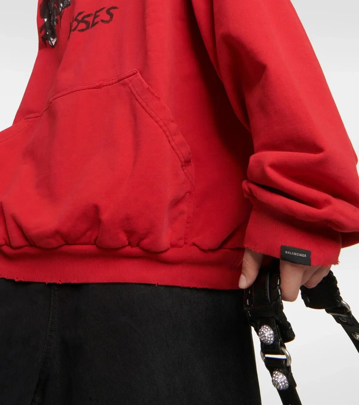 Balenciaga o1srvl11e1224 Many Kisses Round Hoodie Oversized in Red Size XL / US 12-14 / IT 48-50 - 5 Thumbnail