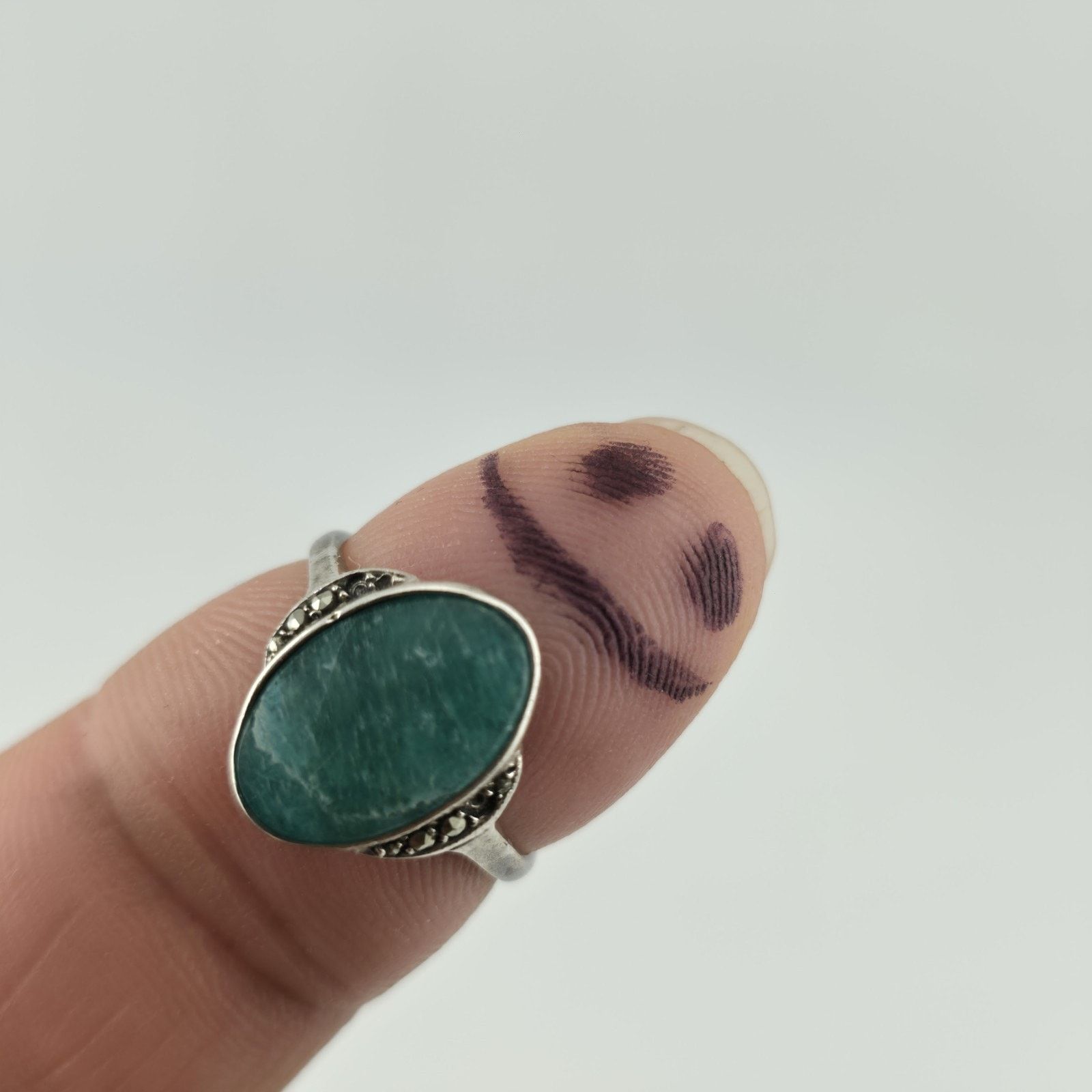 Other Birks Sterling Silver Green Stone Ring Size 6.5 Vintage Size ONE SIZE - 1 Thumbnail