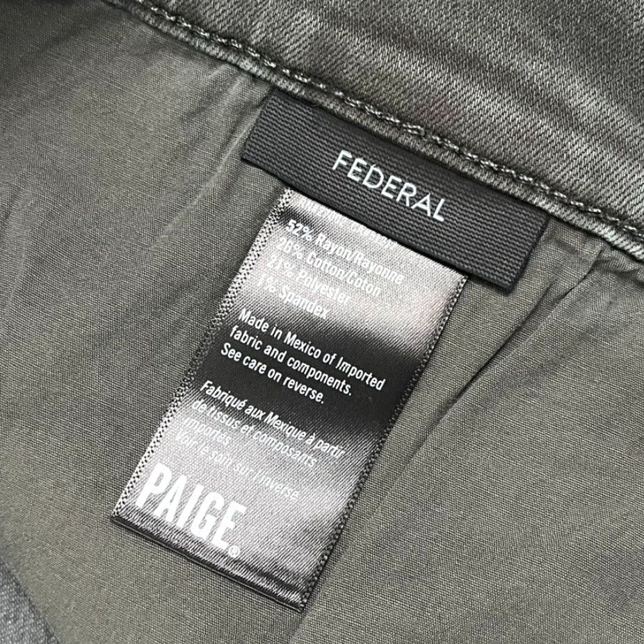 Paige Paige Federal Pants Mens 40 x 33 Slim Straight Smokey Gray Flex Stretch Zip NEW Size US 40 / EU 56 - 3 Thumbnail