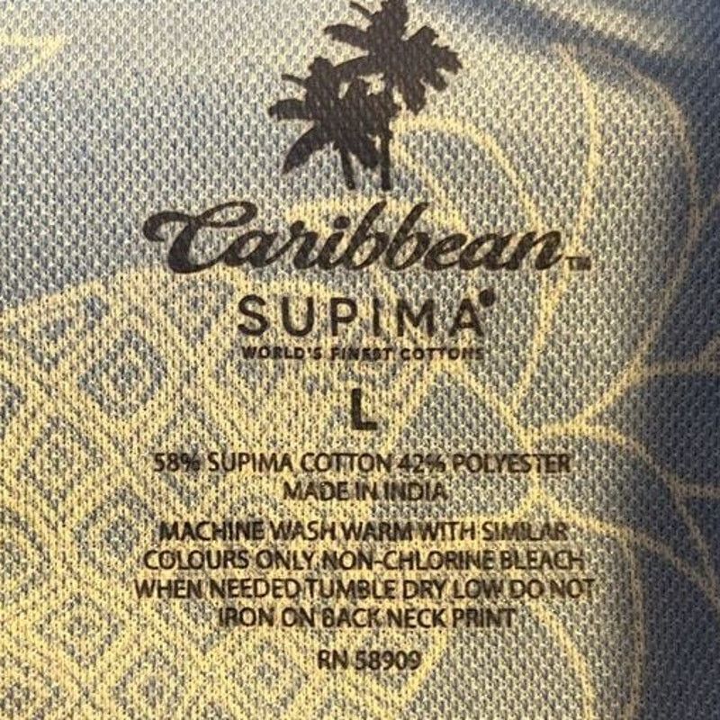 Caribbean Caribbean Men's L Blue Pineapple Button Cotton Blend Shirt Size US L / EU 52-54 / 3 - 3 Thumbnail