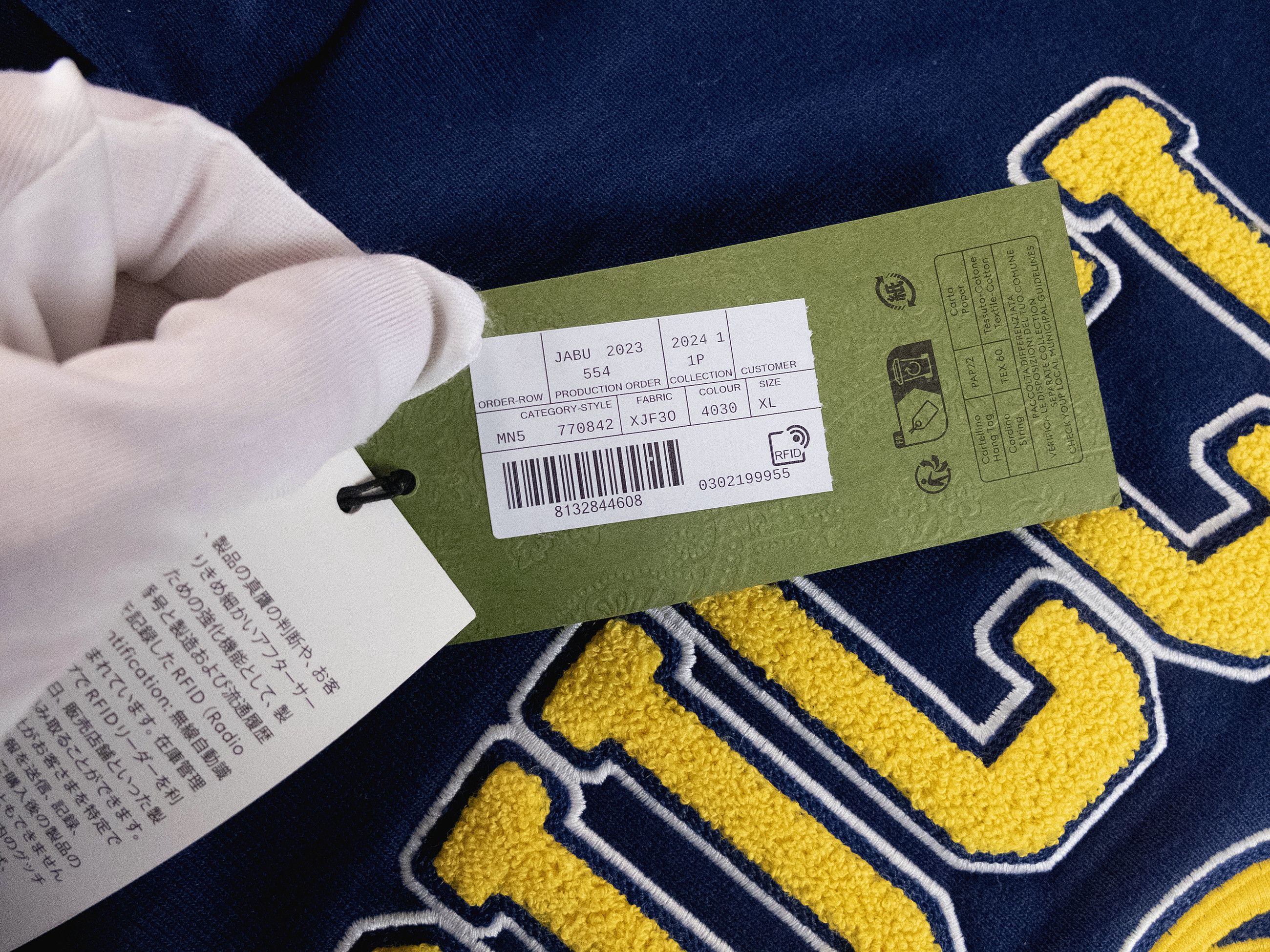 Gucci GUCCI navy blue hoodie with yellow 1921 interlocking G logo Size US XL / EU 56 / 4 - 8 Thumbnail