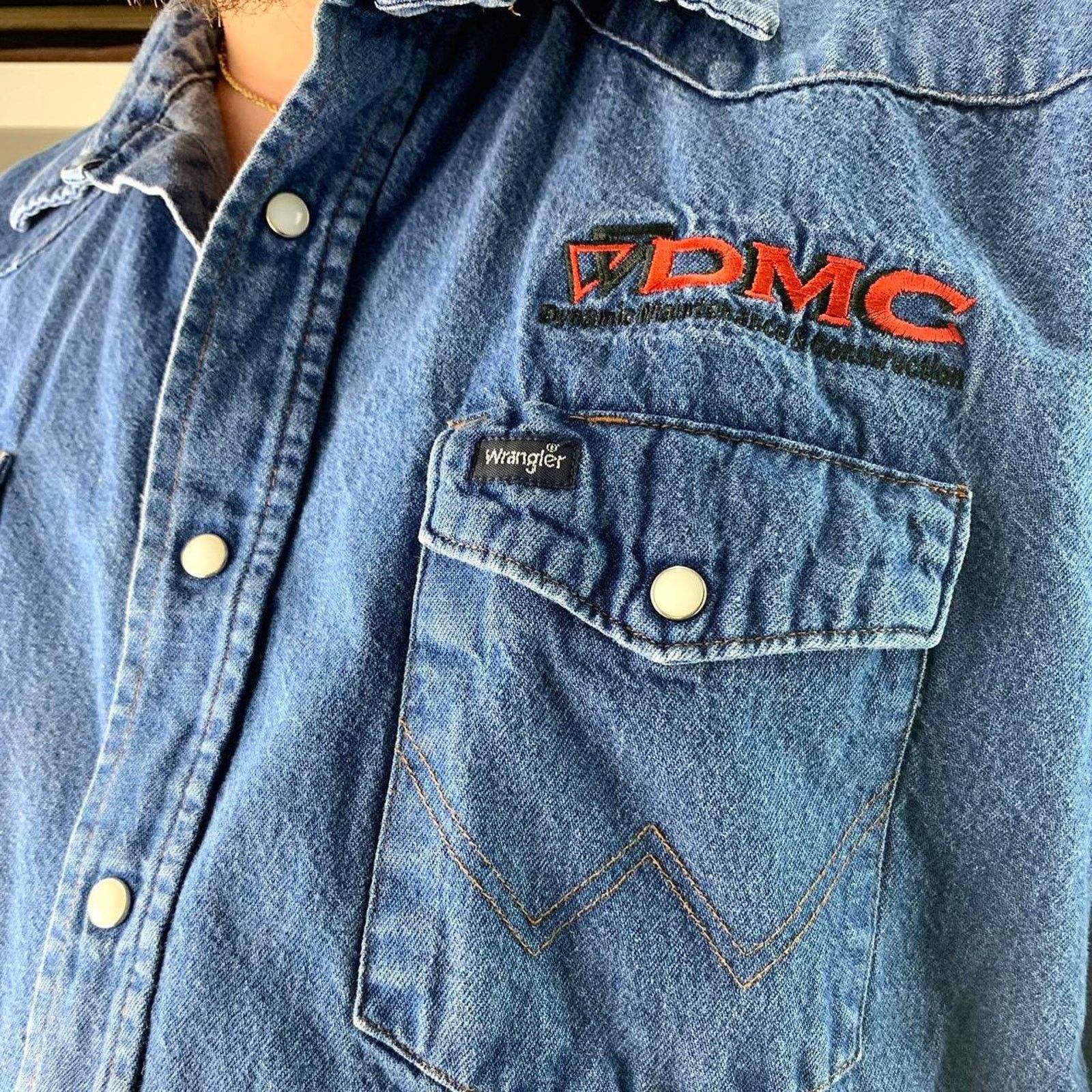 Vintage × Wrangler 90s Wrangler Pearl Snap Embroidered Denim Button Up Shirt Size US XXL / EU 58 / 5 - 4 Thumbnail