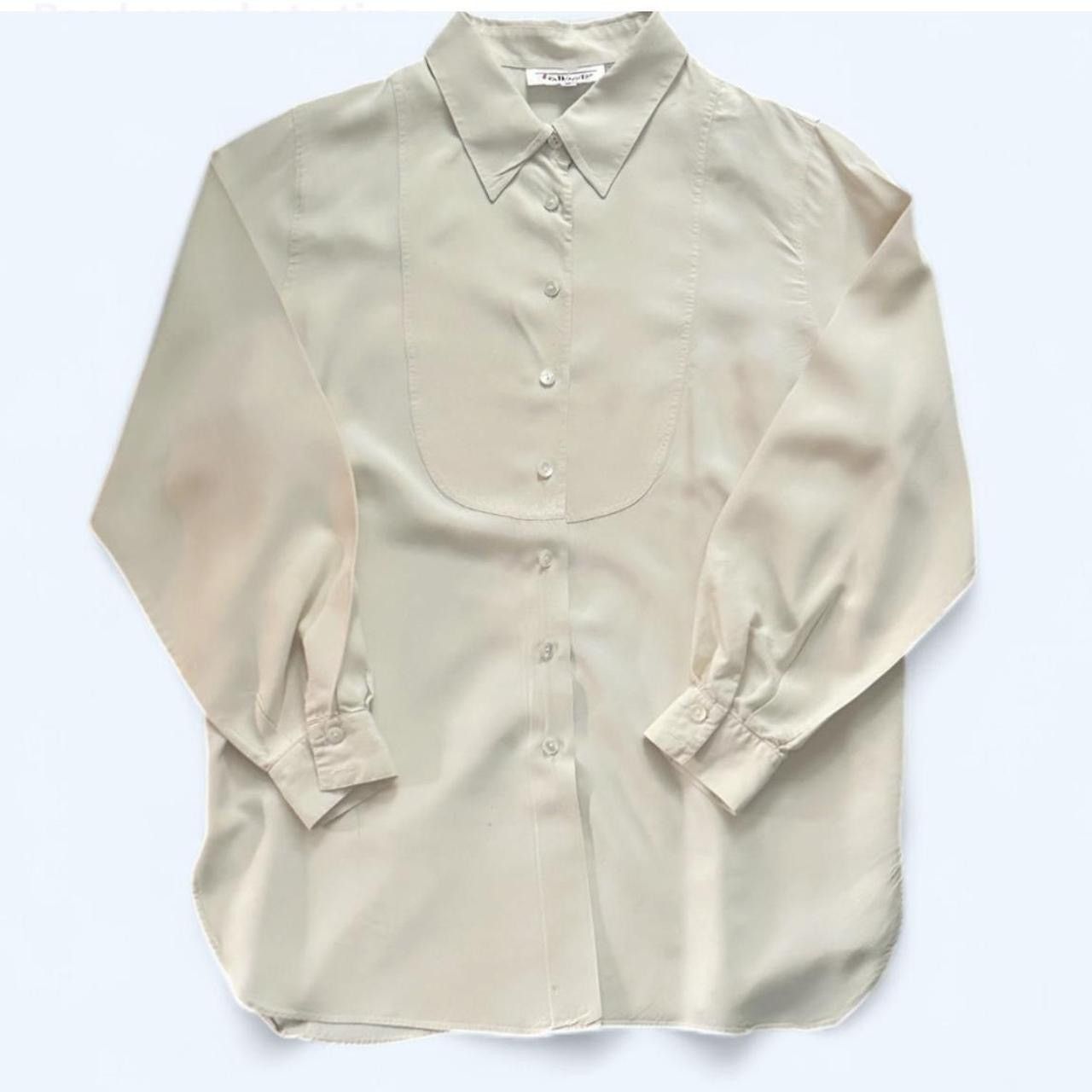 Talbots Vintage Cream Talbot’s 100% Silk Button-Up Shirt Size 10 Size L / US 10 / IT 46 - 1 Thumbnail