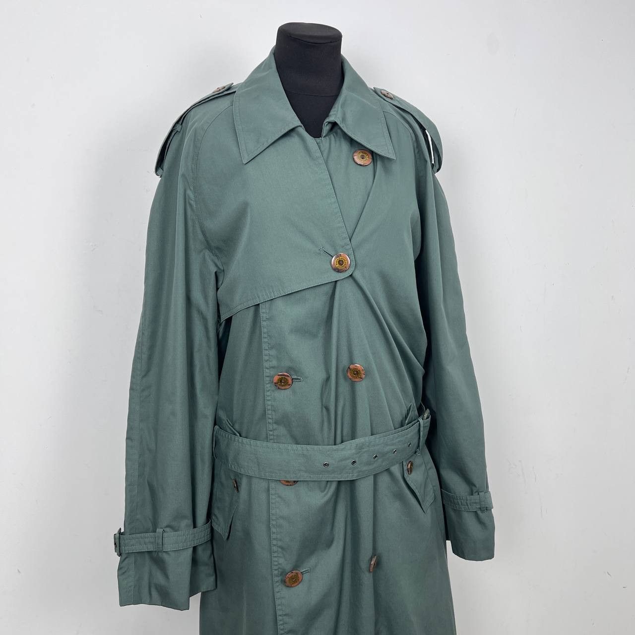 Yves Saint Laurent Vintage Yves Saint Laurent Green Doubl Breasted Trench Size US M / EU 48-50 / 2 - 2 Thumbnail