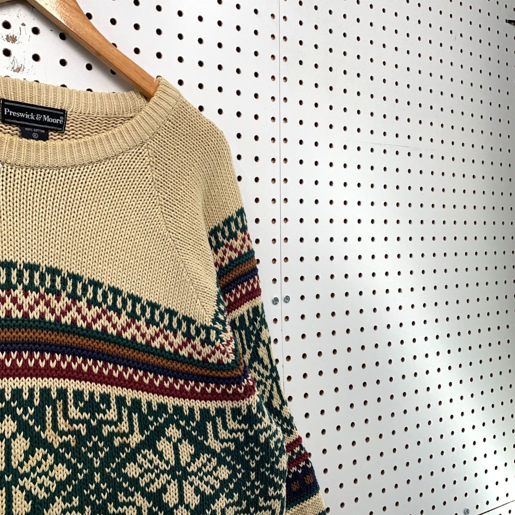Vintage Vintage Preswick Moore Sweater Mens XL Beige Knit Fair Isle Grandpa Pullover Size US XL / EU 56 / 4 - 6 Thumbnail
