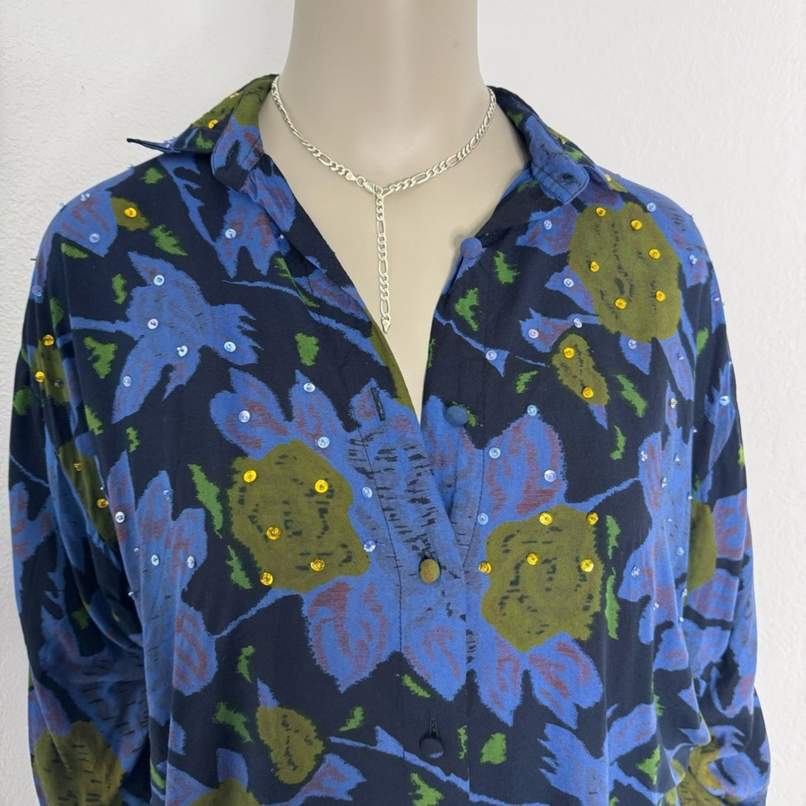 Vintage VINT Art to Wear Floral Oversized Blouse Whimsigoth Size L / US 10 / IT 46 - 5 Thumbnail