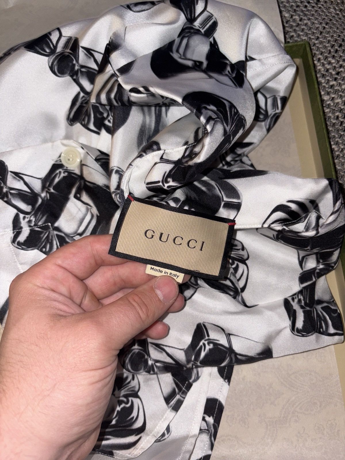 Gucci Gucci 3D Glass Horsebit Print Silk Shirt Size US M / EU 48-50 / 2 - 6 Thumbnail