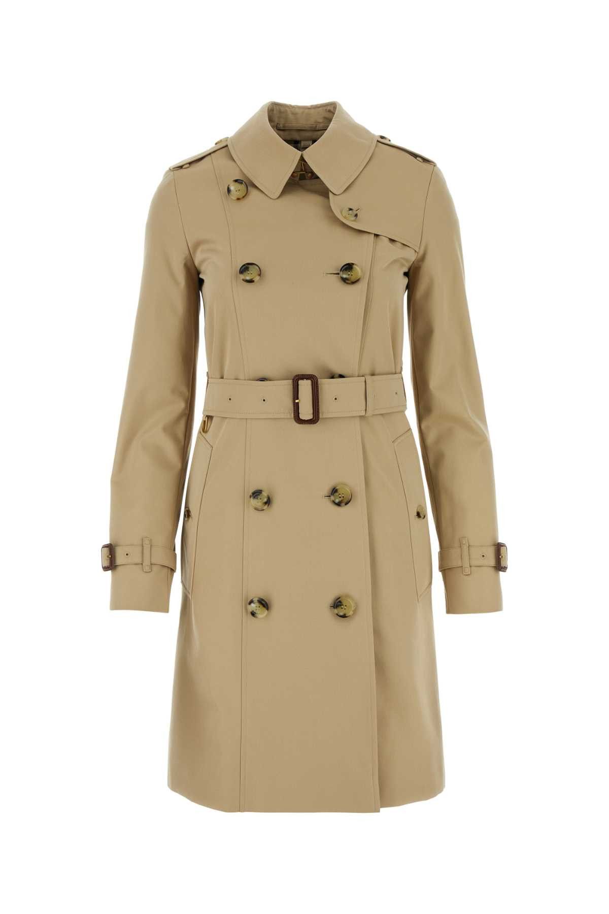 image of Burberry Beige Gabardine Heritage Chelsea Trench Coat in Beige O Tan, Women's (Size Medium)
