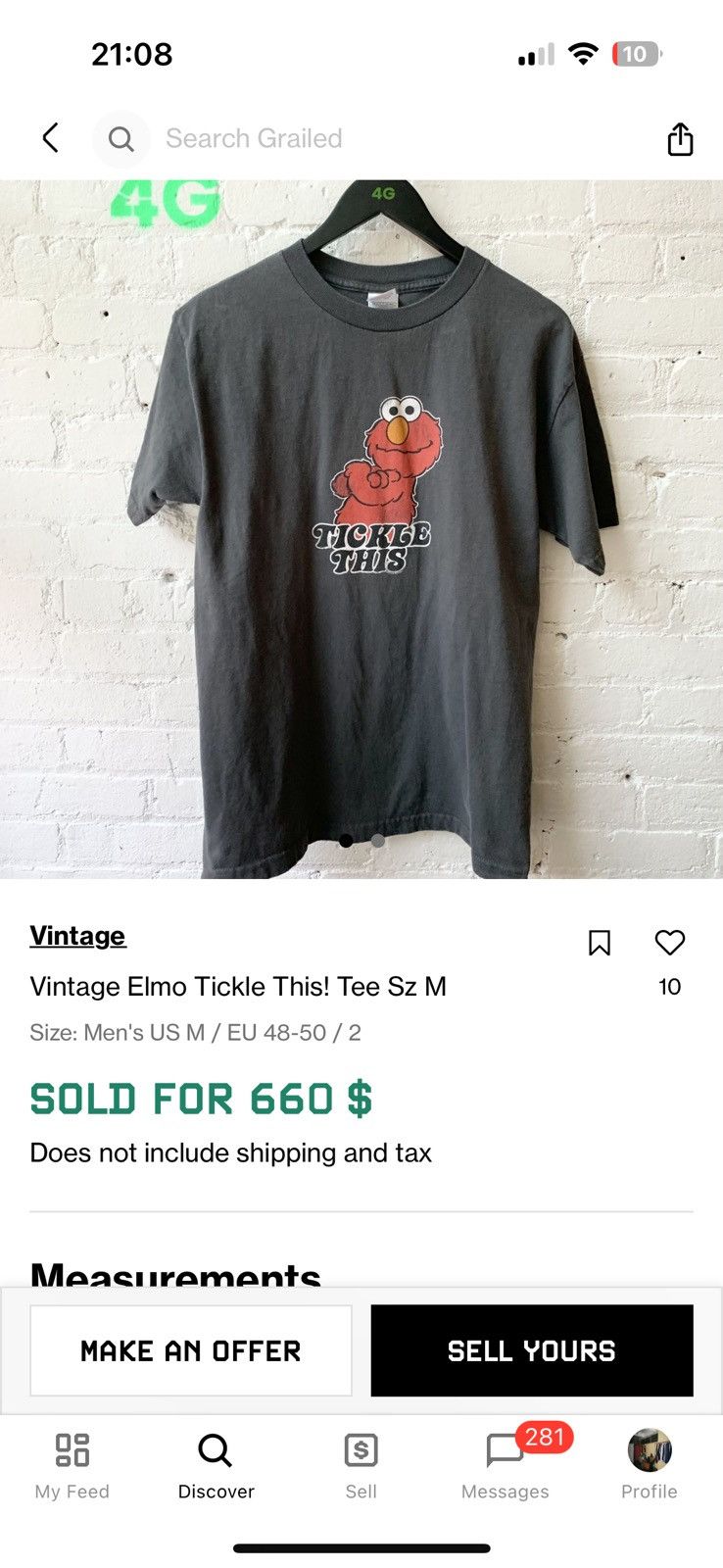 Vintage Vintage Elmo Tickle This! Tee Sz L Size US L / EU 52-54 / 3 - 5 Thumbnail