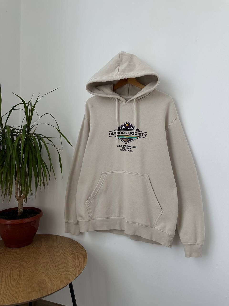 Vintage Vintage Outdoor Society Beige Center Logo Hoodie Size US M / EU 48-50 / 2 - 8 Thumbnail