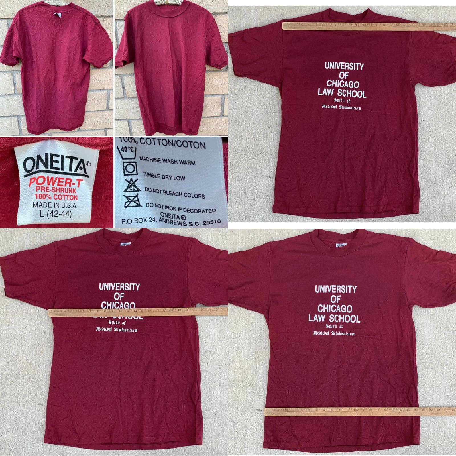 Vintage VINTAGE Oneita University Chicago Law School T Shirt Men L Red 90s Graphic Print US Vintage Shirts Mens Size US L / EU 52-54 / 3 - 10 Thumbnail