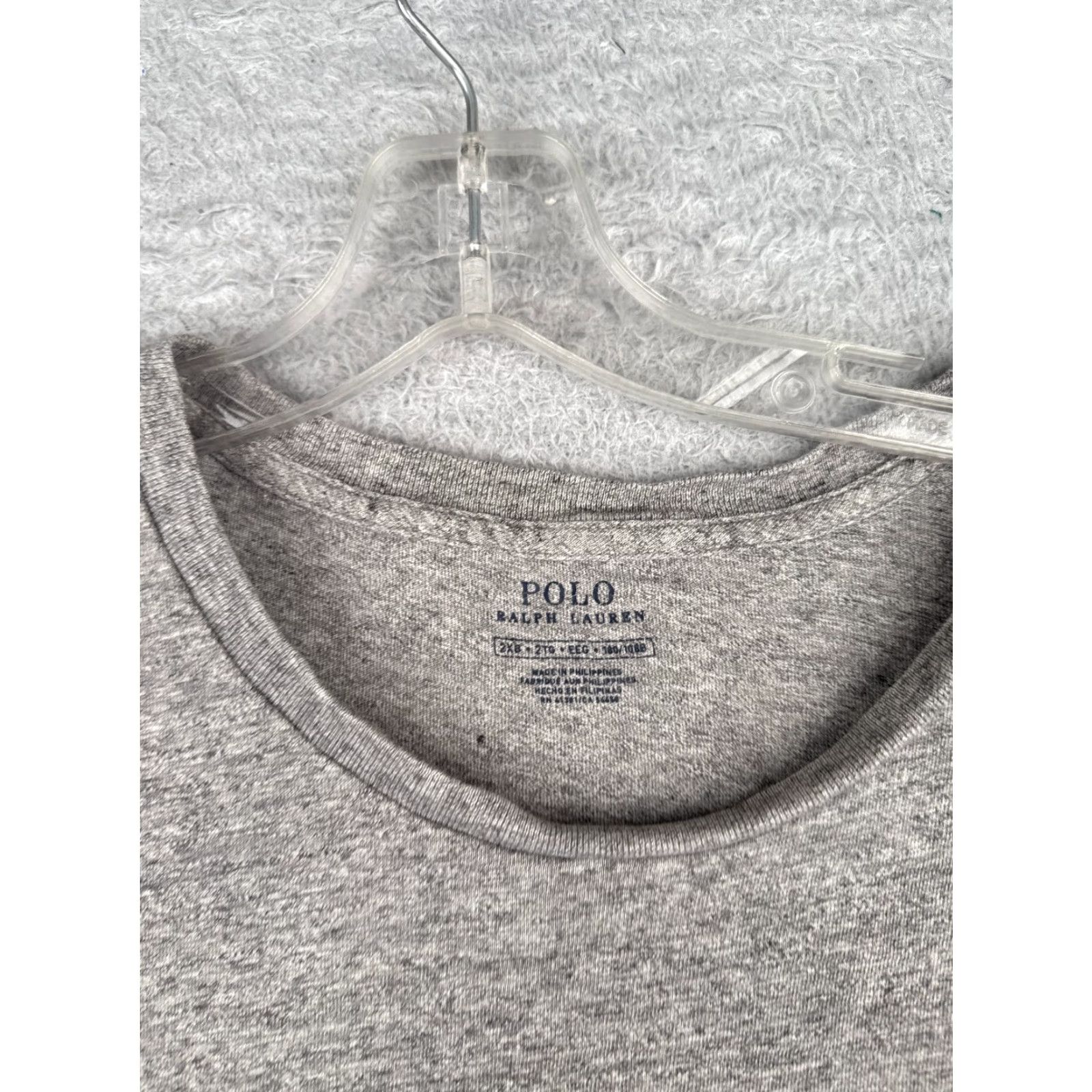 VINTAGE Ralph Lauren Polo Shirt Men Big & Tall 2XL Gray 100% Cotton Crew Neck Short Sleeve Solid Logo Embroidered Pockets 2X Big & Tall Mens Shirt