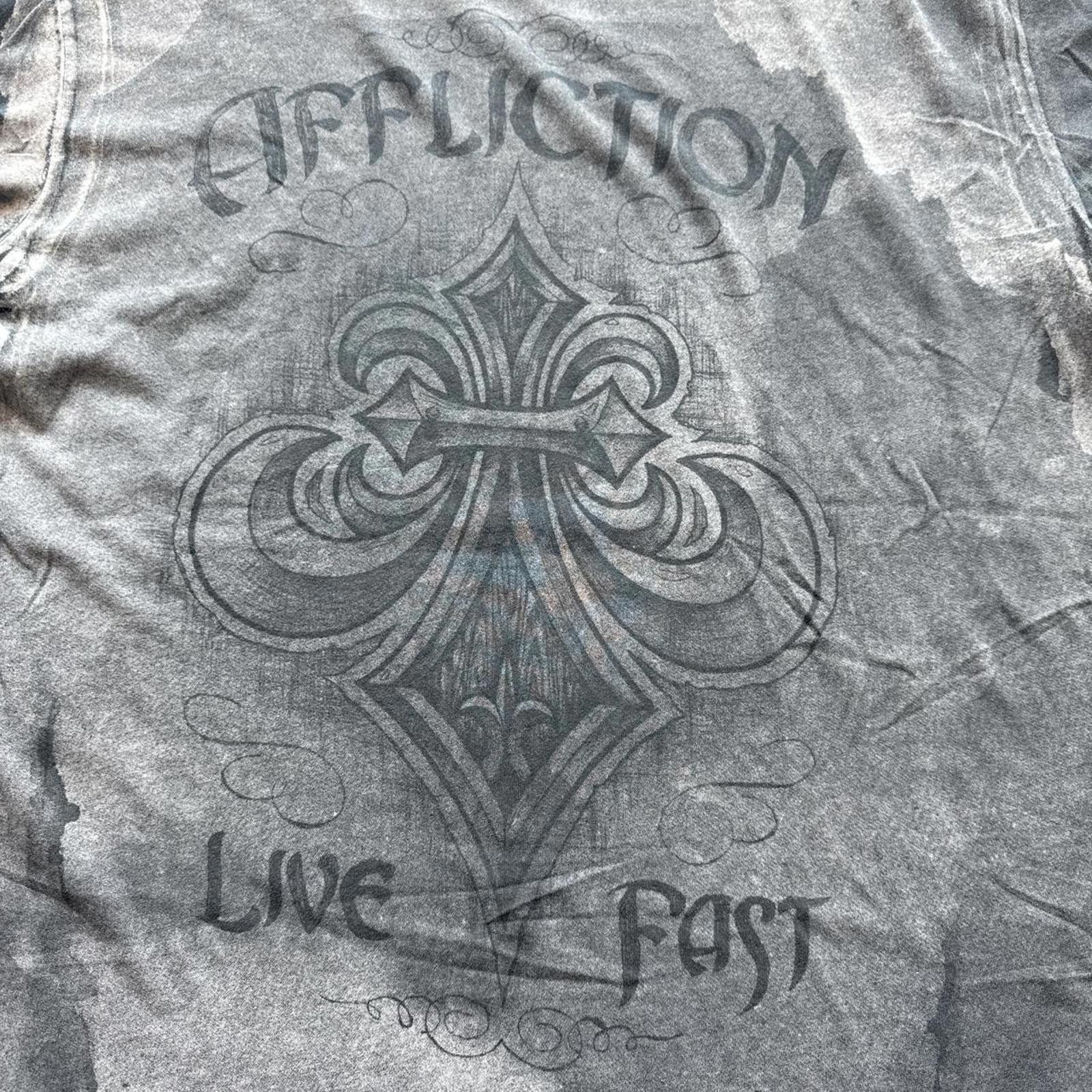 Affliction Affliction Acid Wash Black & Grey Distressed T-shirt Size US XXL / EU 58 / 5 - 3 Thumbnail