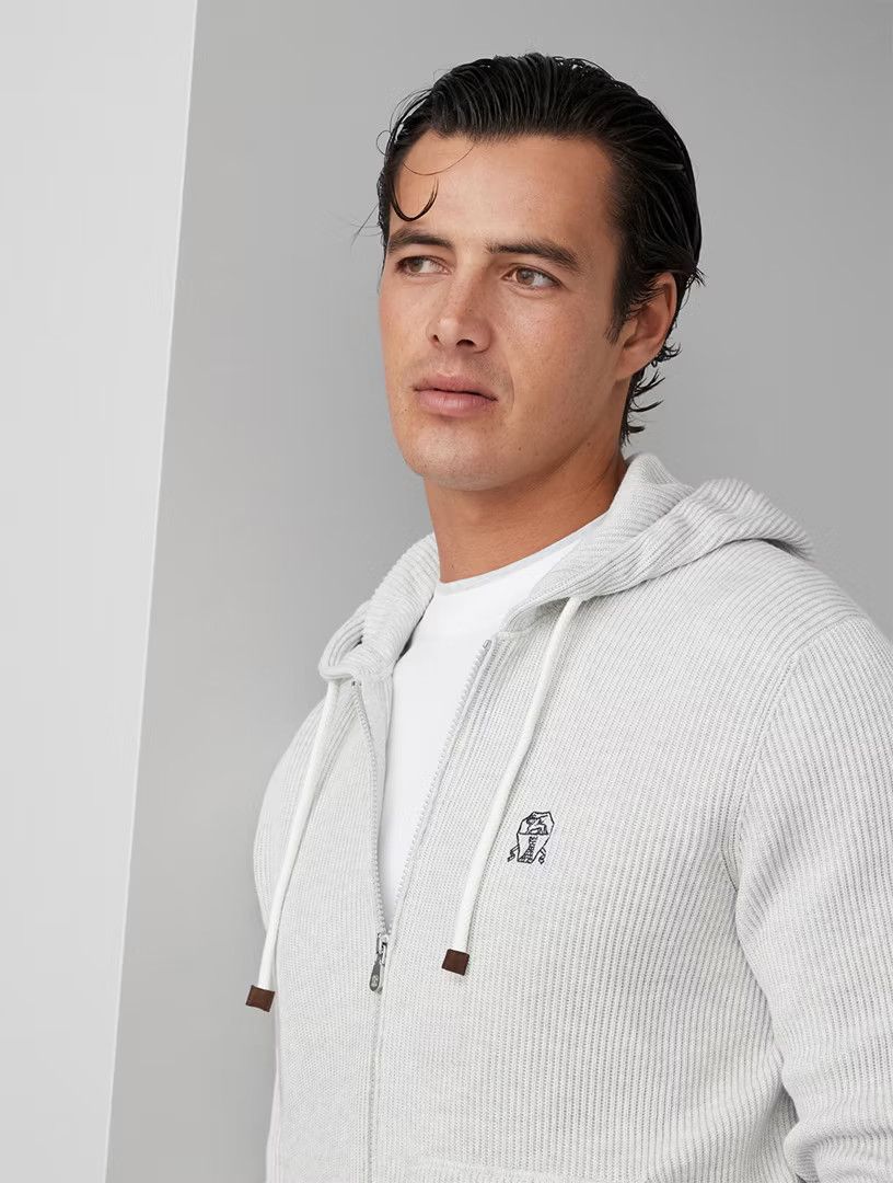 Brunello Cucinelli o1la1rc1a0425 Cardigan Sweatshirt in Light Grey Size US L / EU 52-54 / 3 - 5 Thumbnail