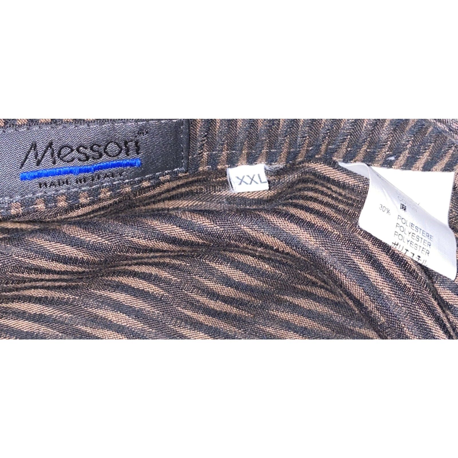 Vintage Messon Shirt Men Button-Front Long Sleeve 2XL Brown/Black Geometric Italy Cotton Blend Regular Mens Size US XXL / EU 58 / 5 - 6 Thumbnail