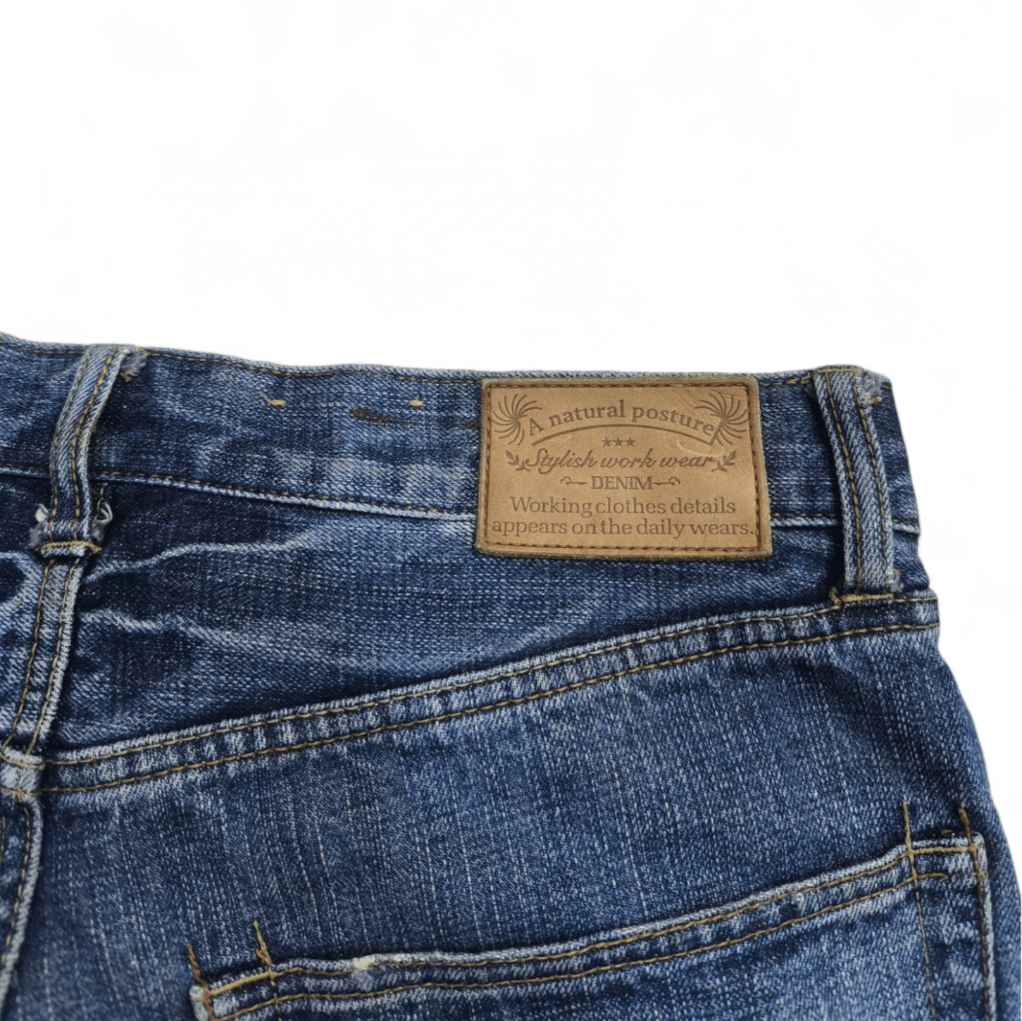 Global Work × Japanese Brand × Vintage GLOBAL WORK DISTRESSED SELVEDGE DENIM Size US 32 / EU 48 - 8 Thumbnail