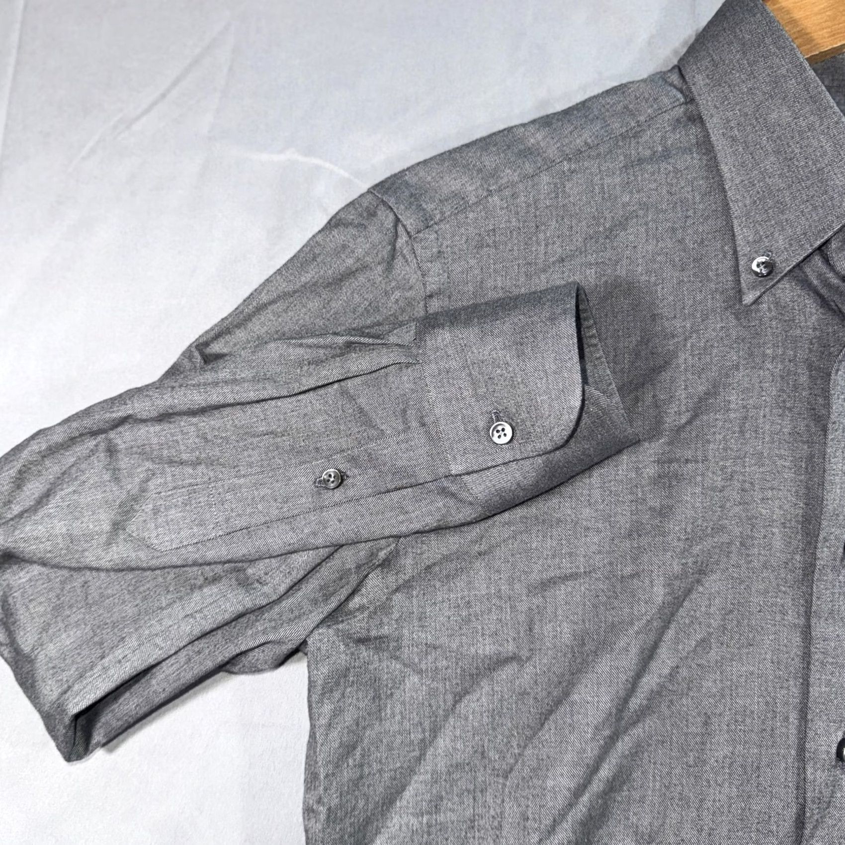 Vintage Borriello Dress Shirt Mens 15.5 39 Gray Solid Button Down Long Sleeve Casual Size US L / EU 52-54 / 3 - 6 Thumbnail