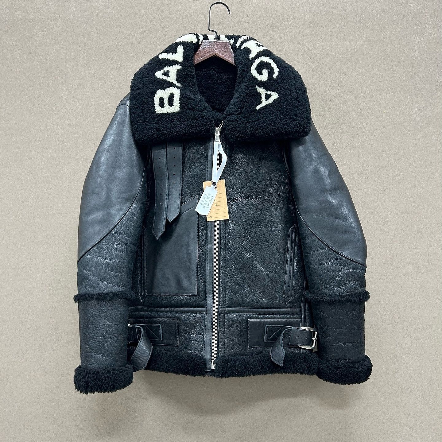 Balenciaga Balenciaga Logo Shearling Leather Jacket Size 34 Size XXS / US 00 / IT 34 - 1 Thumbnail