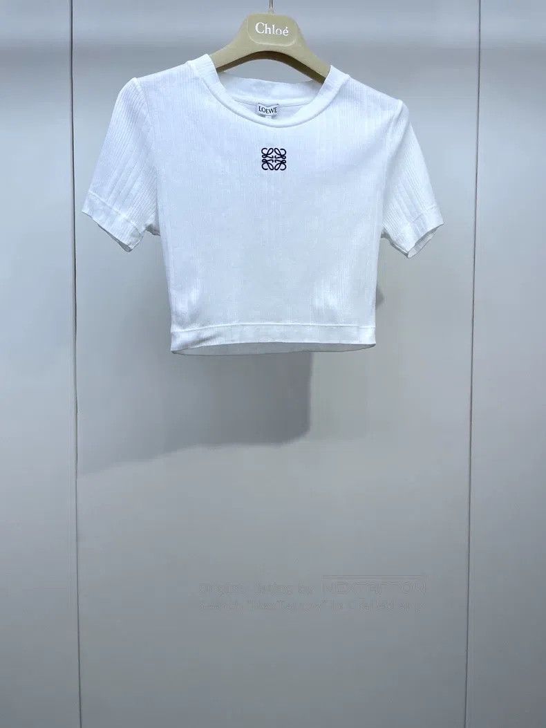 Loewe Loewe White Knit Short Sleeve Size S / US 4 / IT 40 - 1 Thumbnail