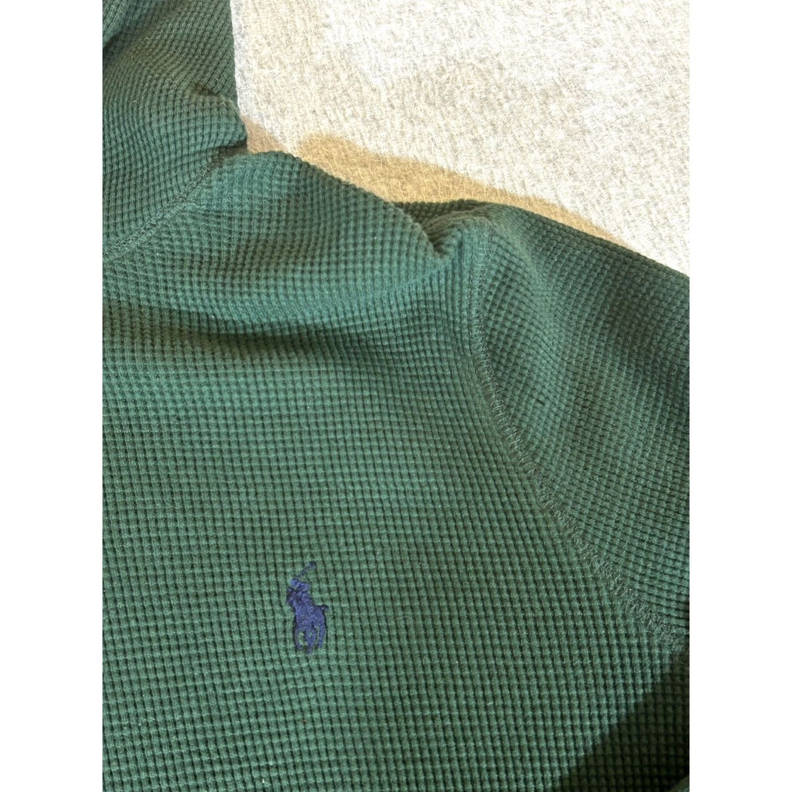 Polo Ralph Lauren Polo Ralph Lauren Hoodie Mens Large Green Thermal Waffle Knit Pullover Shirt Size US L / EU 52-54 / 3 - 3 Thumbnail