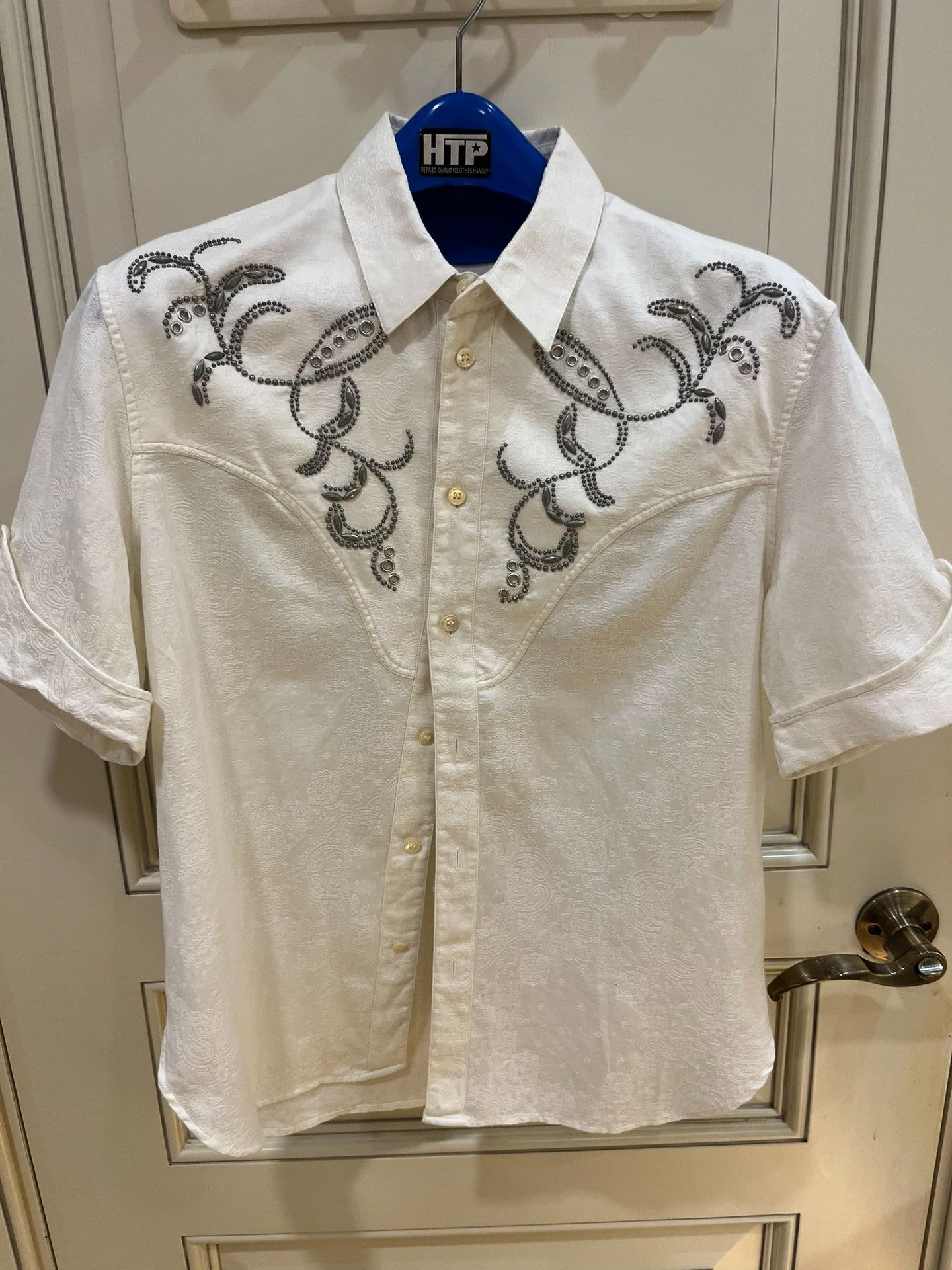 Saint Laurent Paris Saint Laurent Metallic Floral Short Sleeve Shirt Size US M / EU 48-50 / 2 - 1 Thumbnail