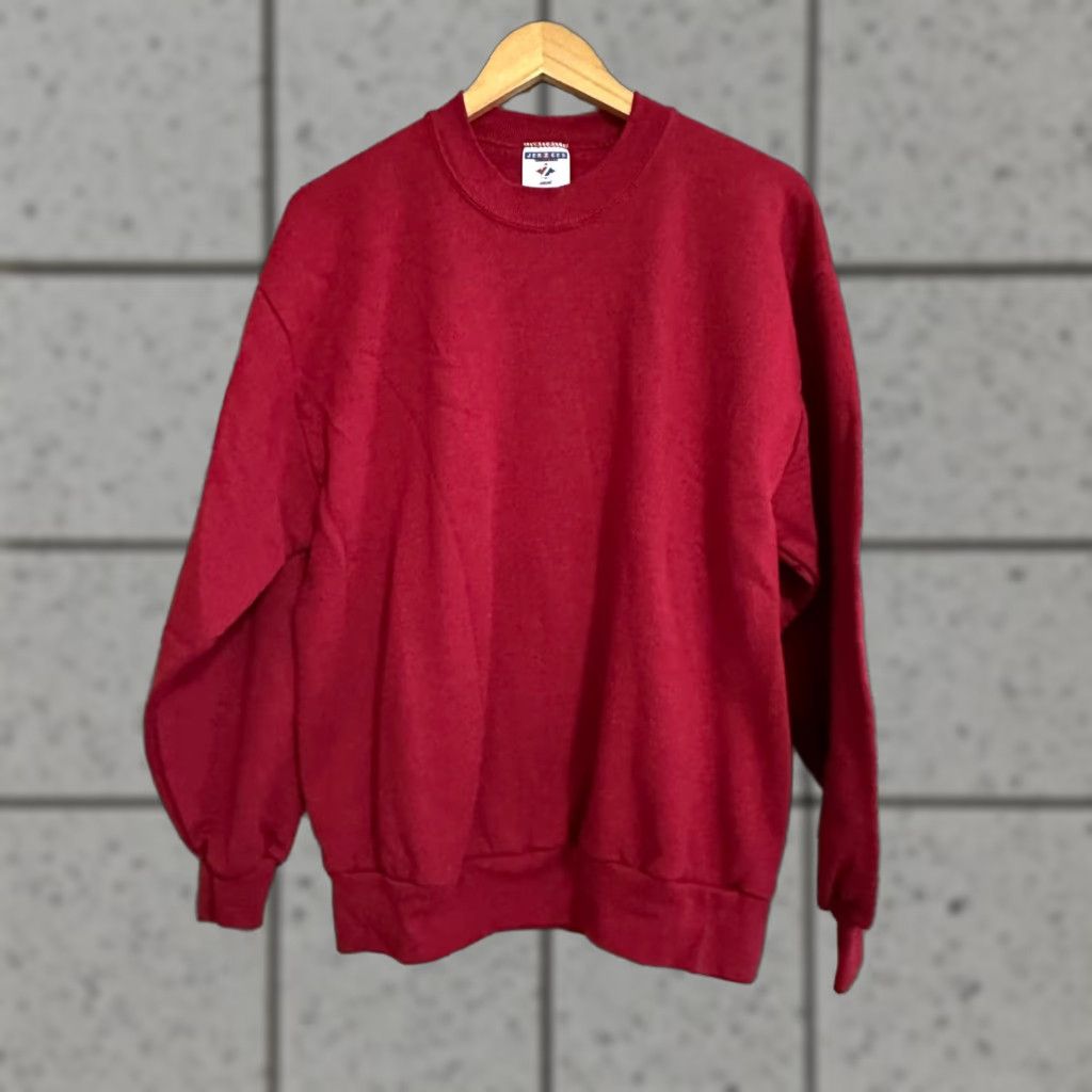 Jerzees VINTAGE JERZEES Nu-Blend Sweatshirt Mens Size L Red Crew Neck Long Sleeve Cotton Blend Size US L / EU 52-54 / 3 - 1 Thumbnail