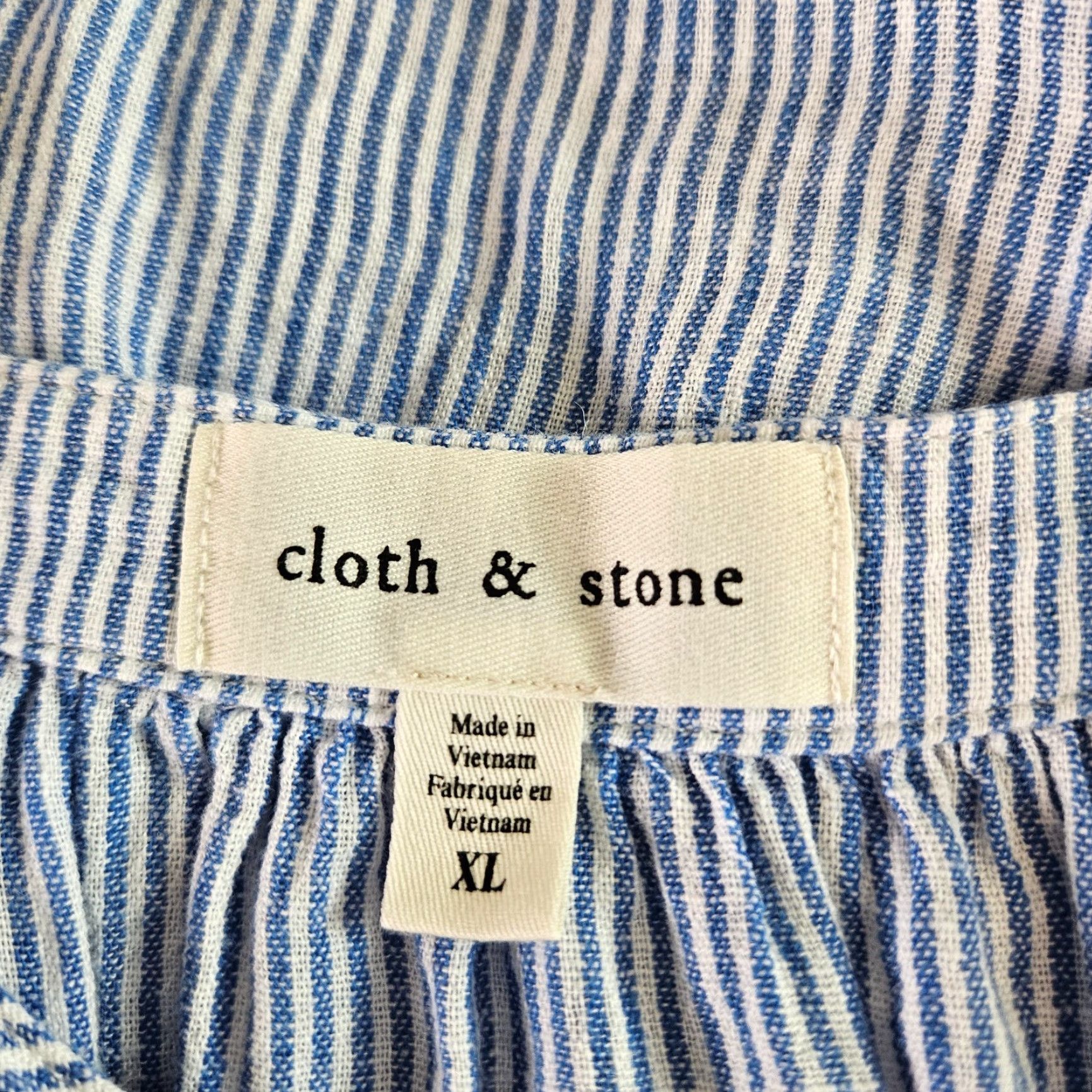 Vintage Cloth & Stone Womens Blouse XL Blue White Striped Linen Blend Shirt Casual Popover Pullover Size XL / US 12-14 / IT 48-50 - 5 Thumbnail
