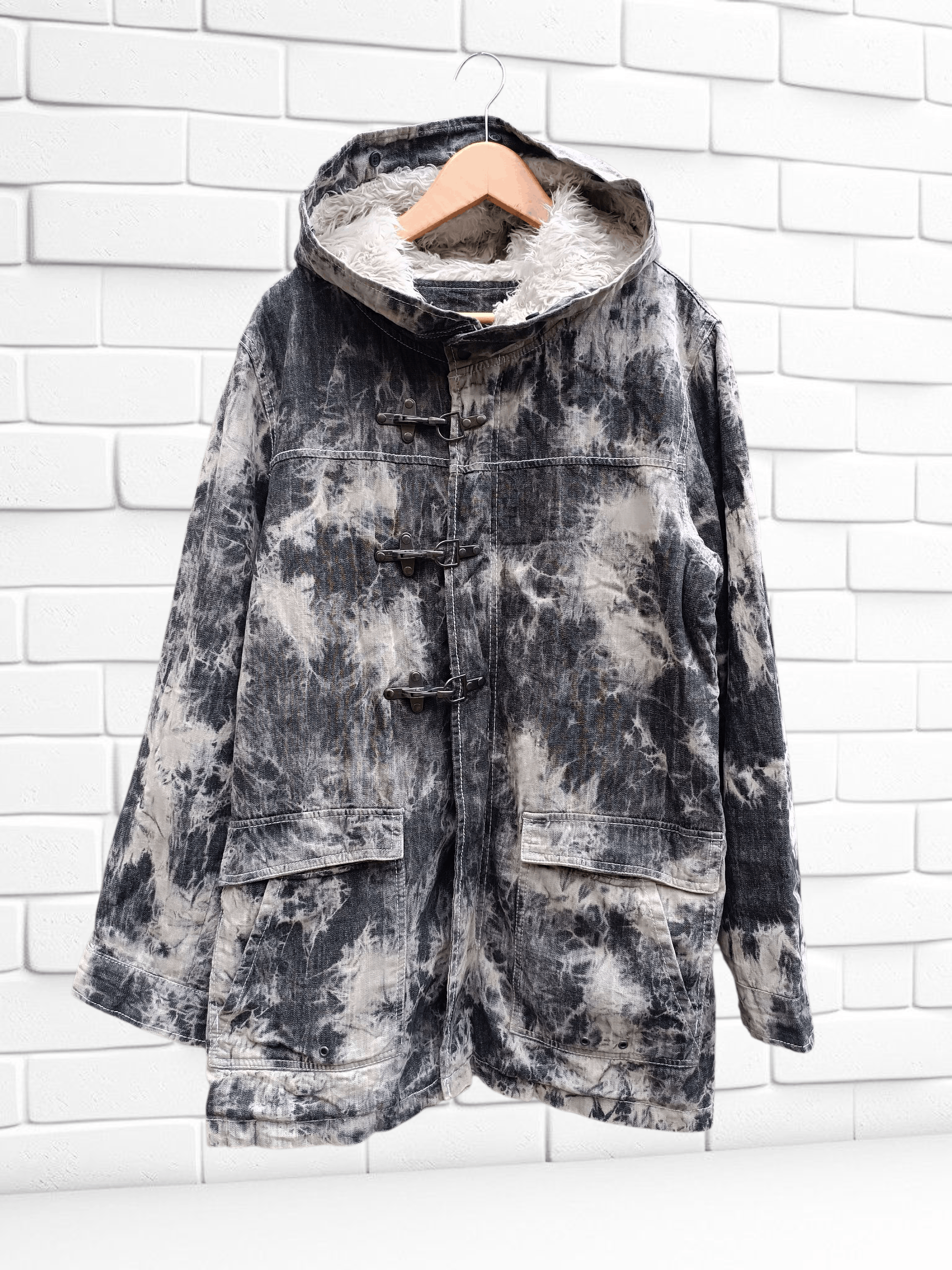 Japanese Brand Japanese Brand Tie Dye Black Wash Metal Hook Parka Mod Size US L / EU 52-54 / 3 - 1 Thumbnail