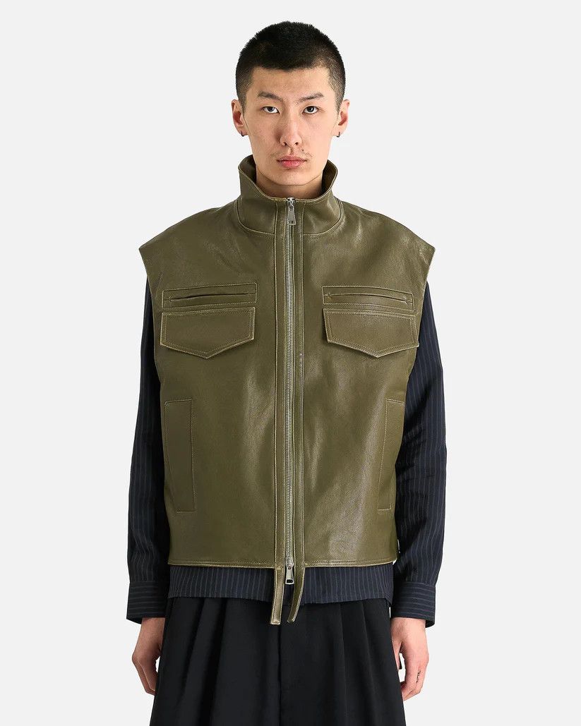 Namacheko o1s1v1r1oon0825 Evan Leather Vest in Military Green Size US M / EU 48-50 / 2 - 1 Thumbnail