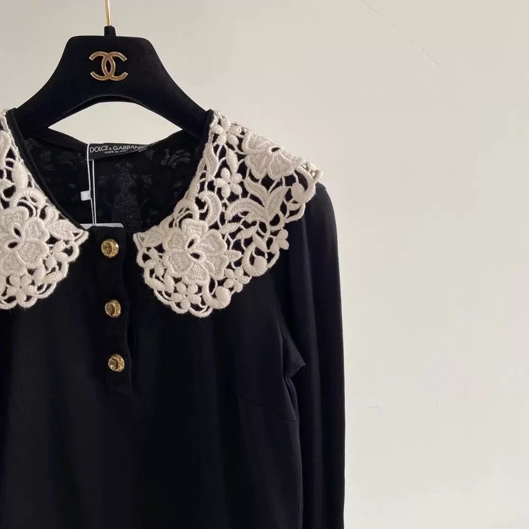 Dolce & Gabbana Dolce&Gabbana Black Doll Collar Blouse 36 Size XS / US 0-2 / IT 36-38 - 3 Thumbnail
