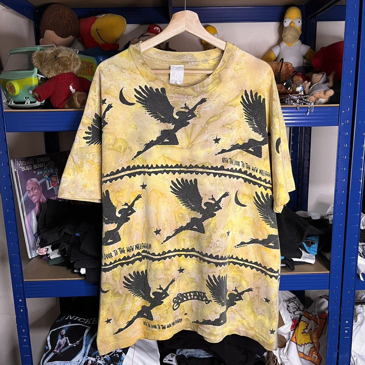 image of Band Tees x Vintage Santana 1995’ Aop Shirt in Yellow, Men's (Size XL)