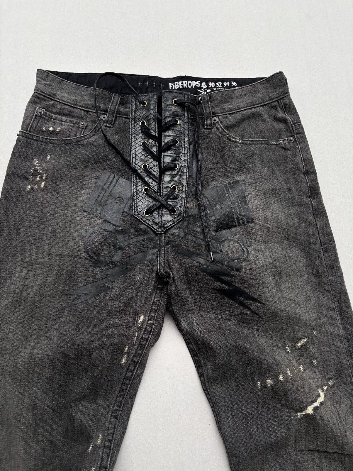 Japanese Brand Fiberops lace up flare jeans Size US 29 - 2 Thumbnail