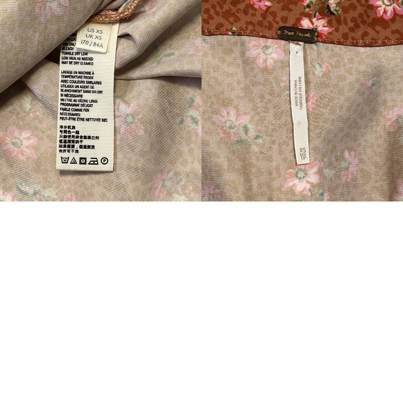 Free People Free People A Night With You Wrap Front Blouse XS Floral V-Neck Long Sleeve Orange Size XS / US 0-2 / IT 36-38 - 8 Thumbnail