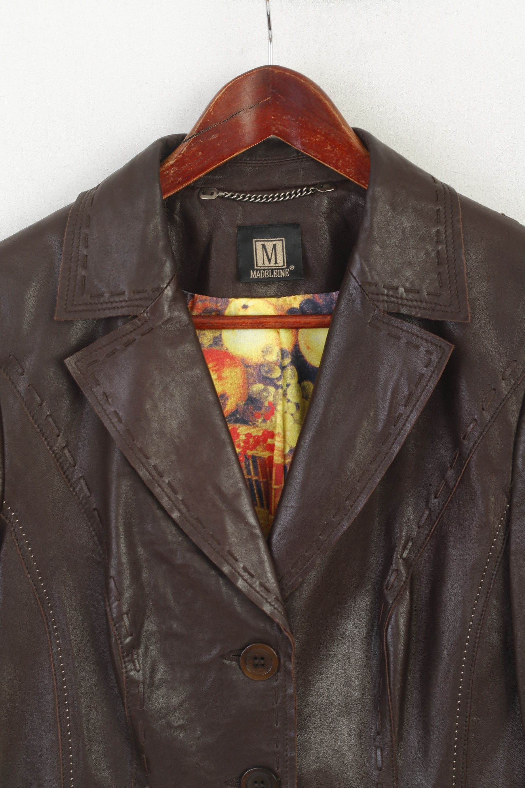 Vintage Madeleine Women 14 40 M Leather Jacket Brown Boho 6395 Size M / US 6-8 / IT 42-44 - 3 Thumbnail