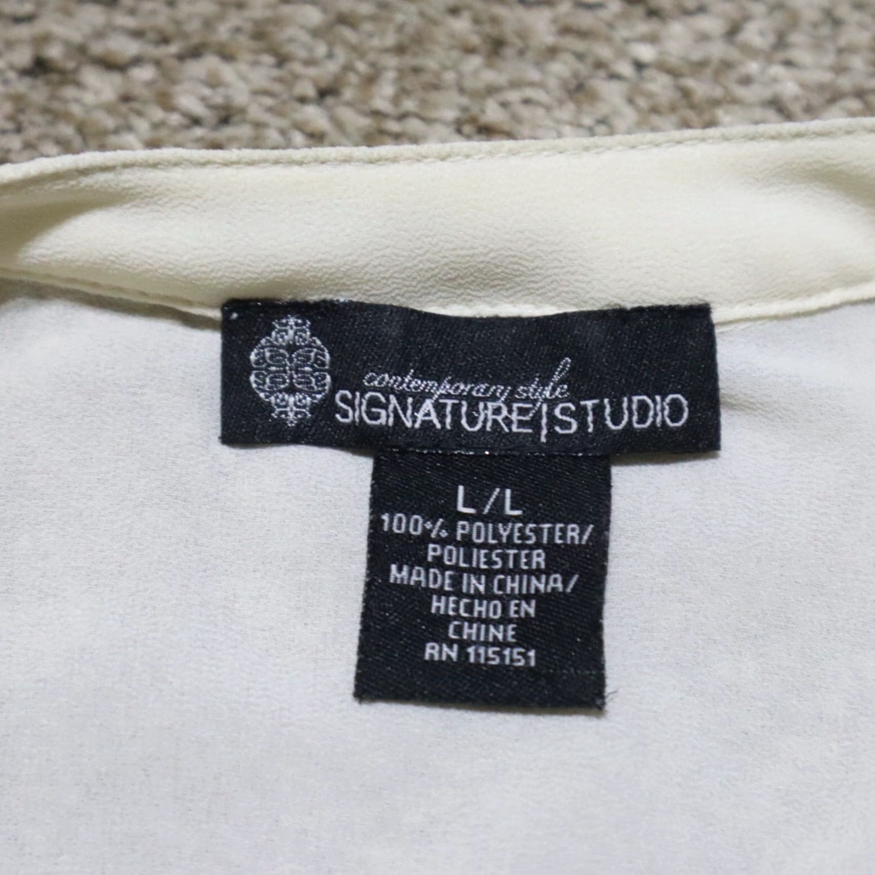 Vintage Signature Studio Shirt Adult Womens L Ivory Sheer 100% Cotton Short Sleeve Button-Up Solid Country Size L / US 10 / IT 46 - 5 Thumbnail
