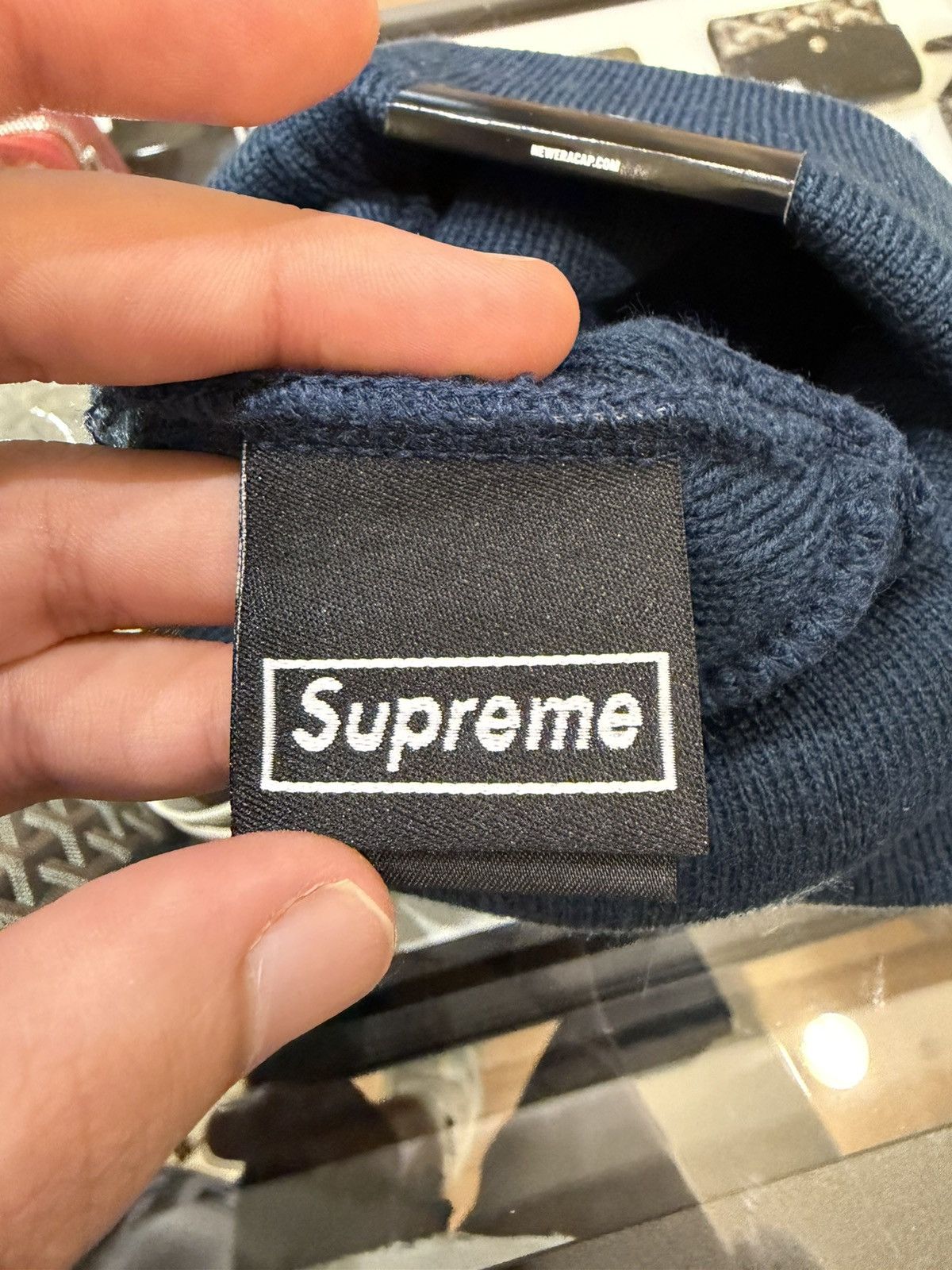 Supreme Supreme x New Era Cross Box Logo Beanie - Navy Size ONE SIZE - 3 Thumbnail