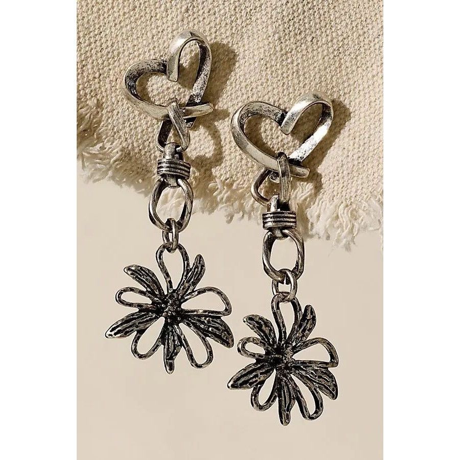 Free People Free People Xavier Dangle Flower Earrings - Silver Size ONE SIZE - 2 Thumbnail