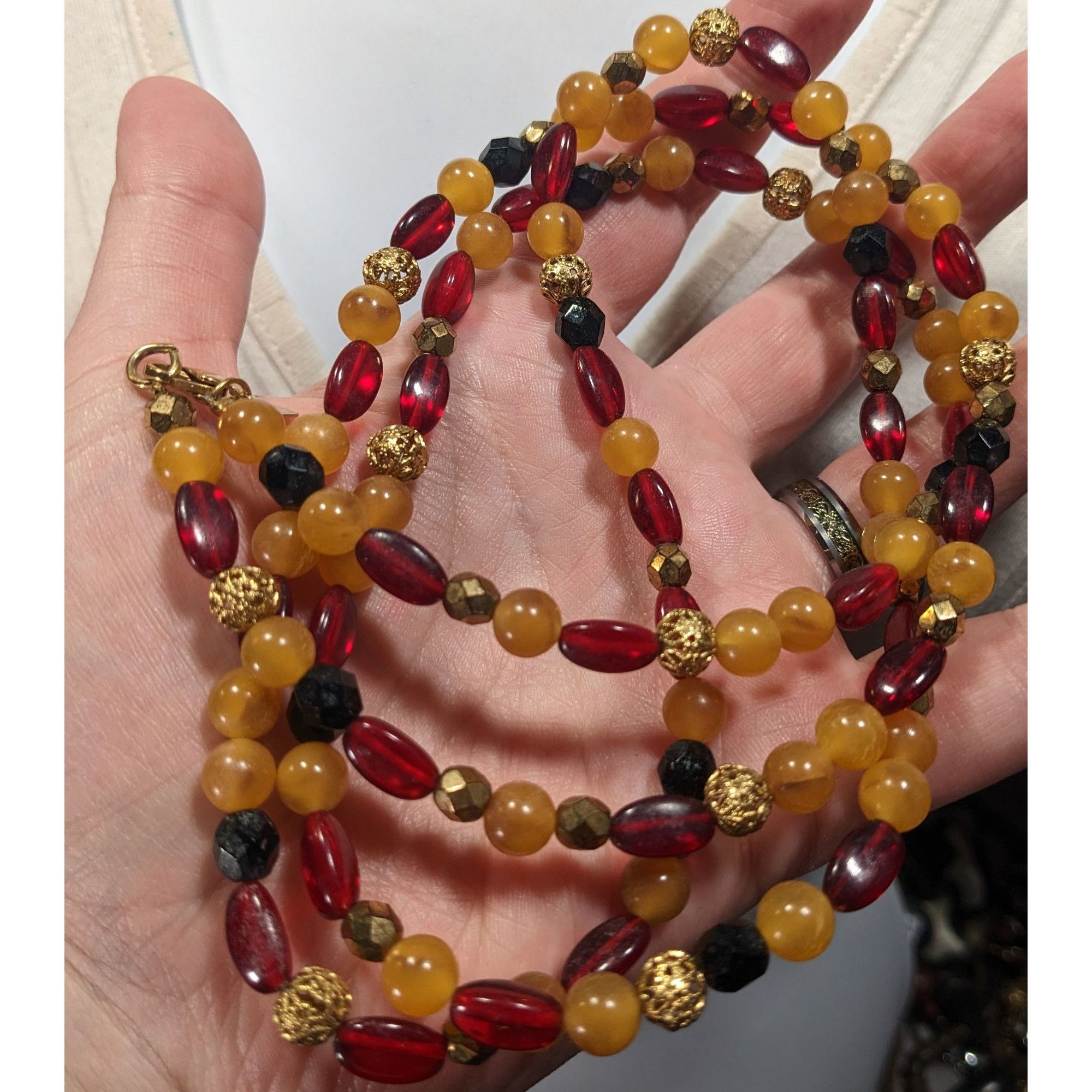 Other Vintage 1928 Red Yellow And Gold Tone Beaded Necklace Size ONE SIZE - 4 Thumbnail