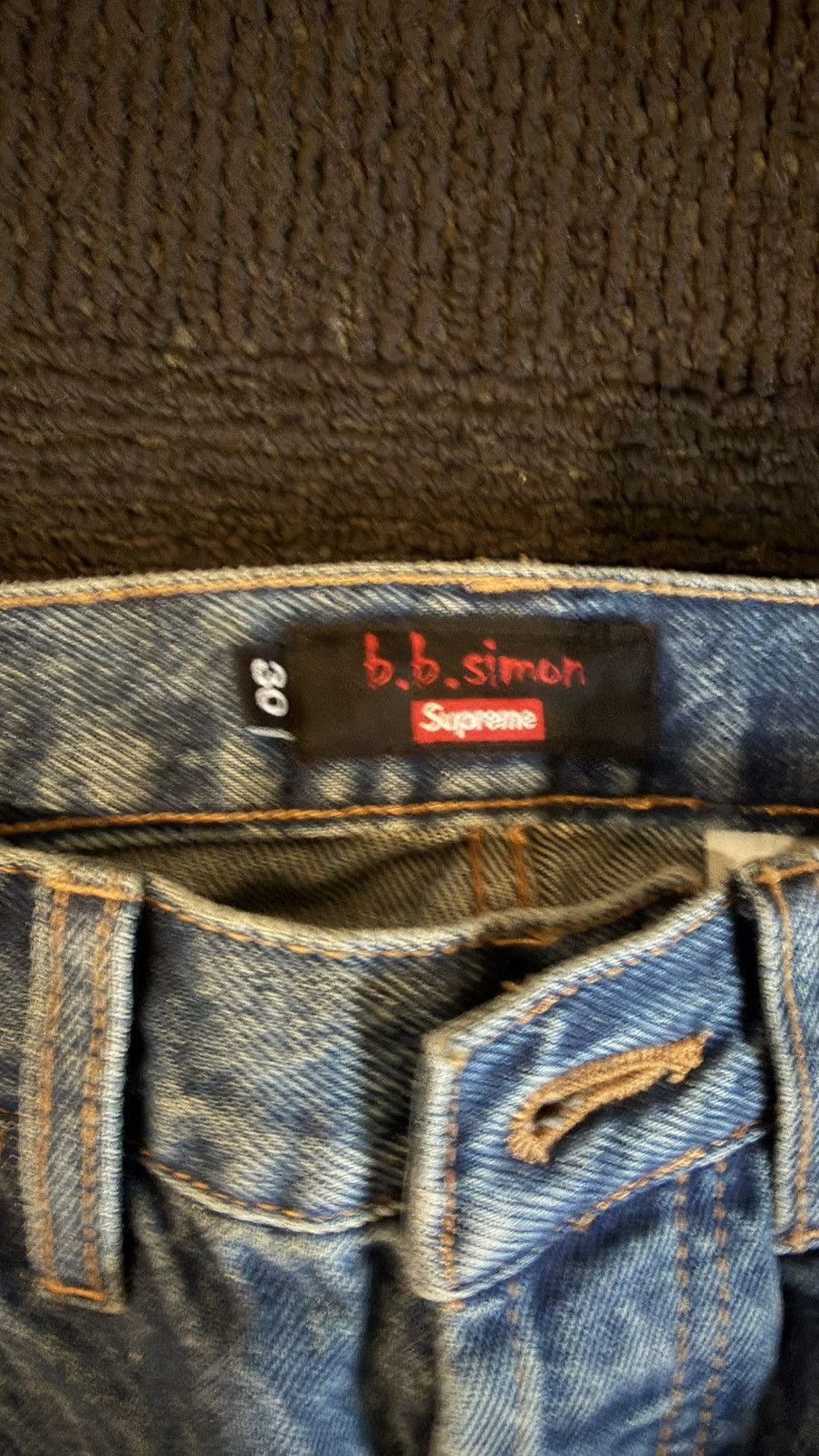 B.B. Simon × Supreme SS22 Supreme B.B simon studded regular jean (30) (blue) Size US 30 / EU 46 - 5 Thumbnail