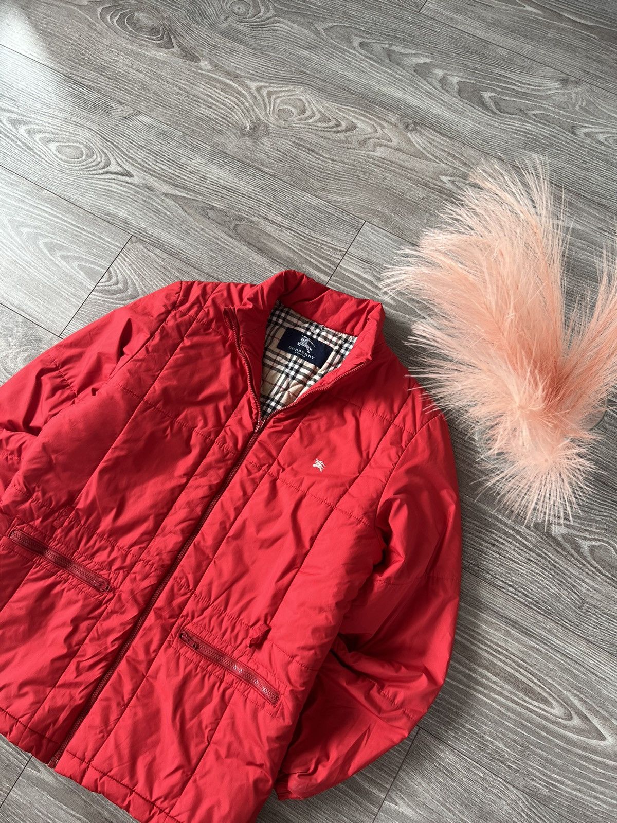 Burberry × Vintage ‼️VINTAGE BURBERRY FULL CELL RED WARM WINTER JACKET‼️ Size M / US 6-8 / IT 42-44 - 4 Thumbnail