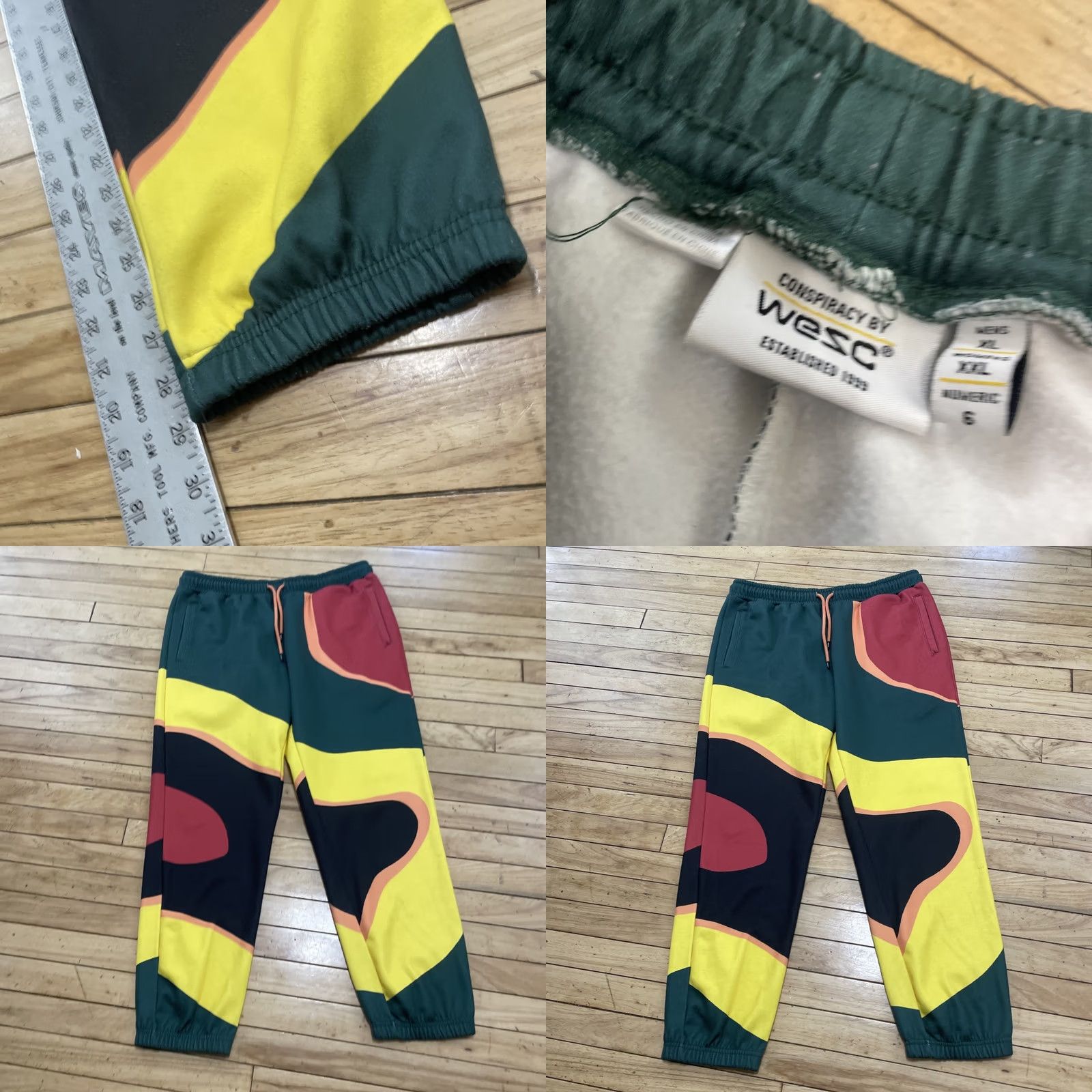 WeSC VINTAGE WeSC Geometric Topographic Print Sweat Pants Men 2XL Jogger Red Green 29 in Inseam Pockets Size US 39 - 9 Thumbnail