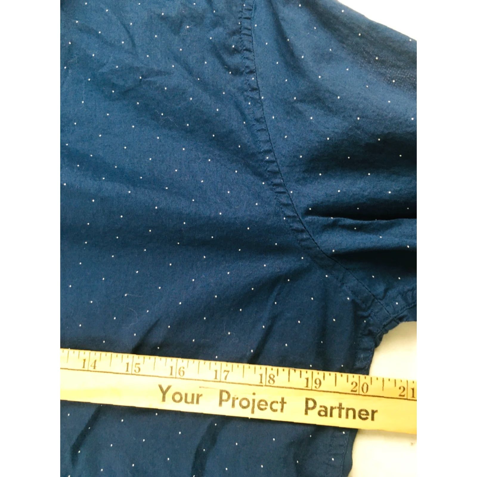 Denime Denim & Flower Shirt Men Large Navy Blue Button-Down Micro Dots Polka Dot Denim Shirt Regular Fit Size US L / EU 52-54 / 3 - 3 Thumbnail
